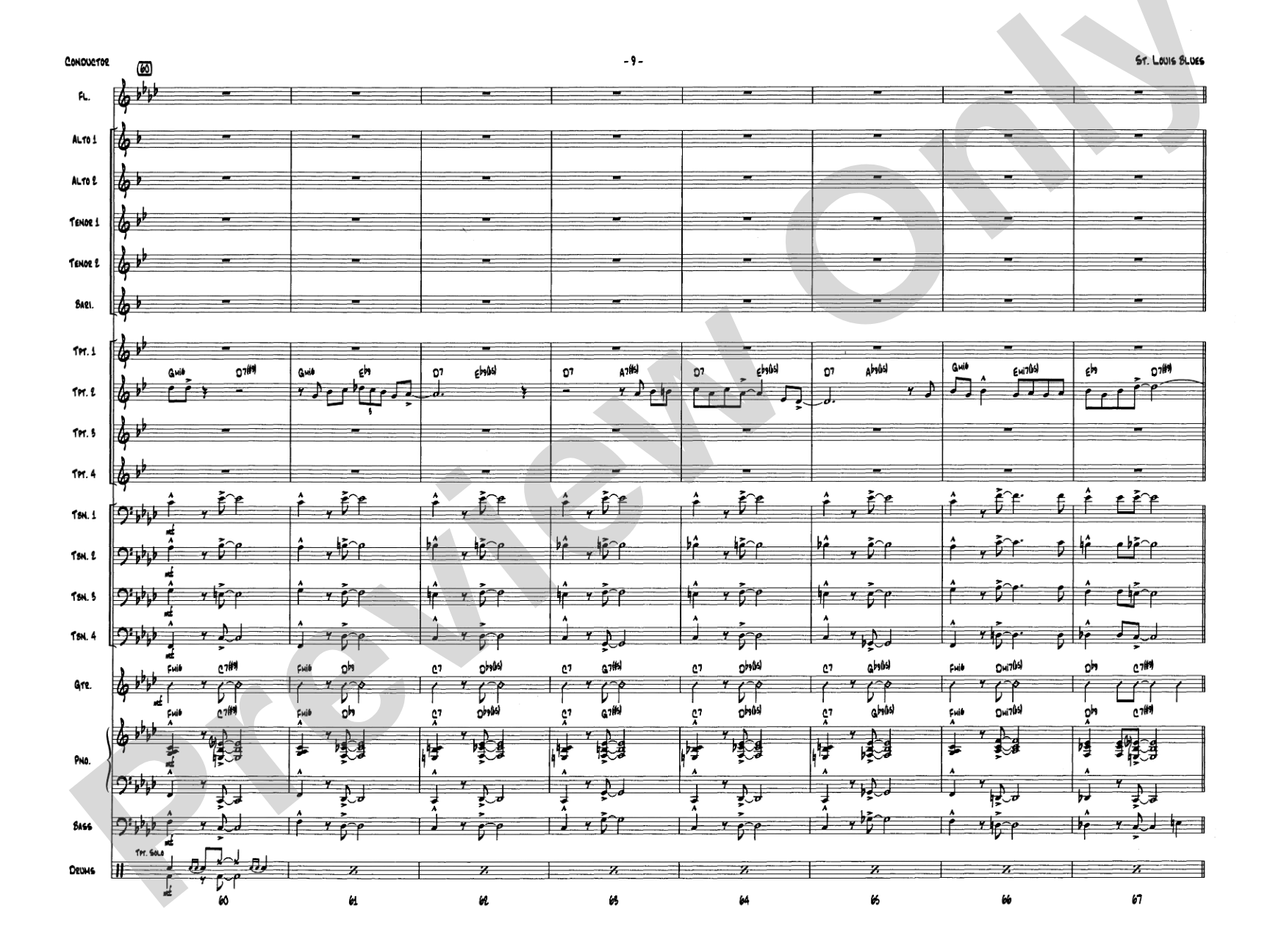 St. Louis Blues: Jazz Ensemble Conductor Score & Parts