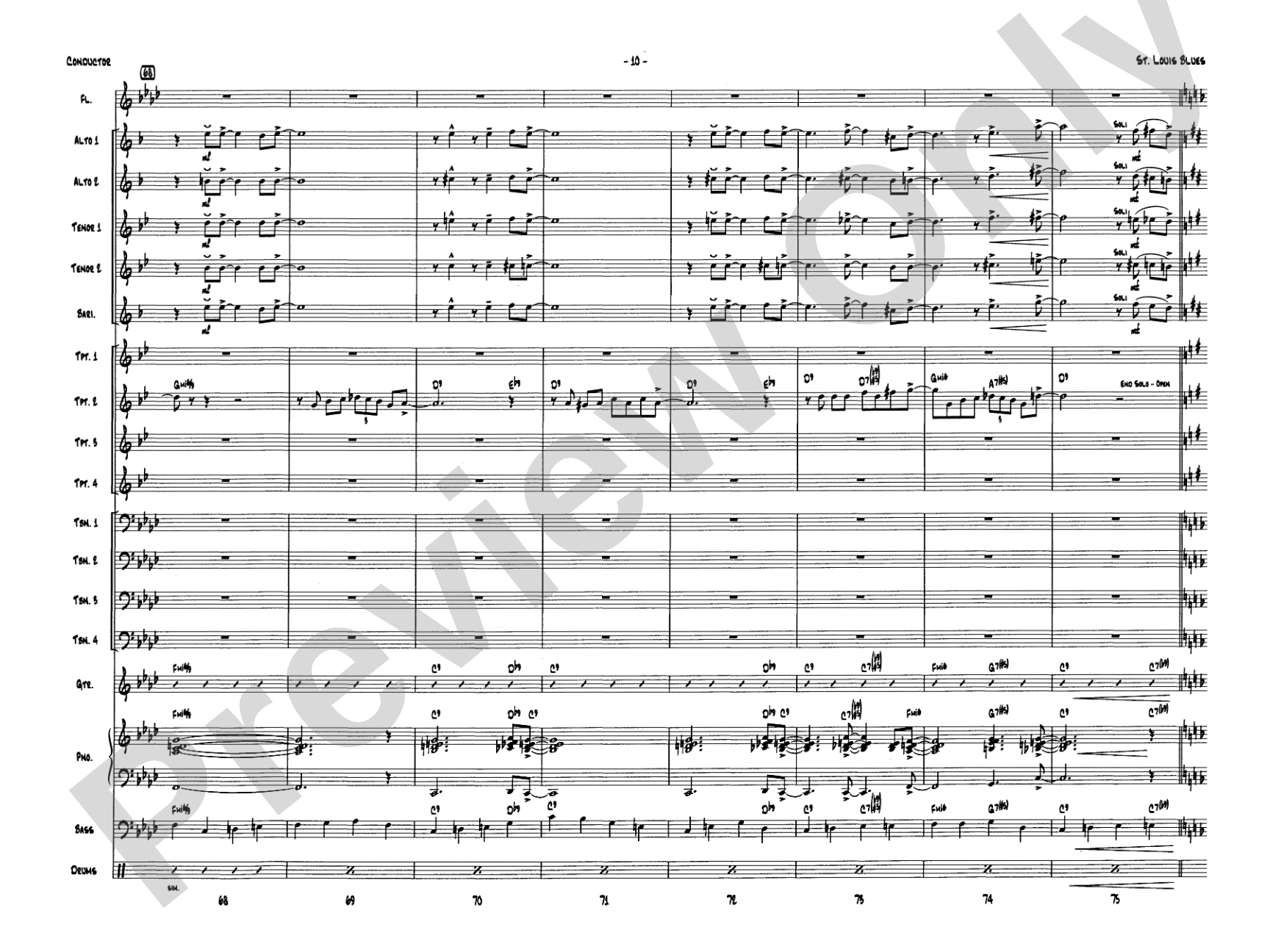 St. Louis Blues: Jazz Ensemble Conductor Score & Parts