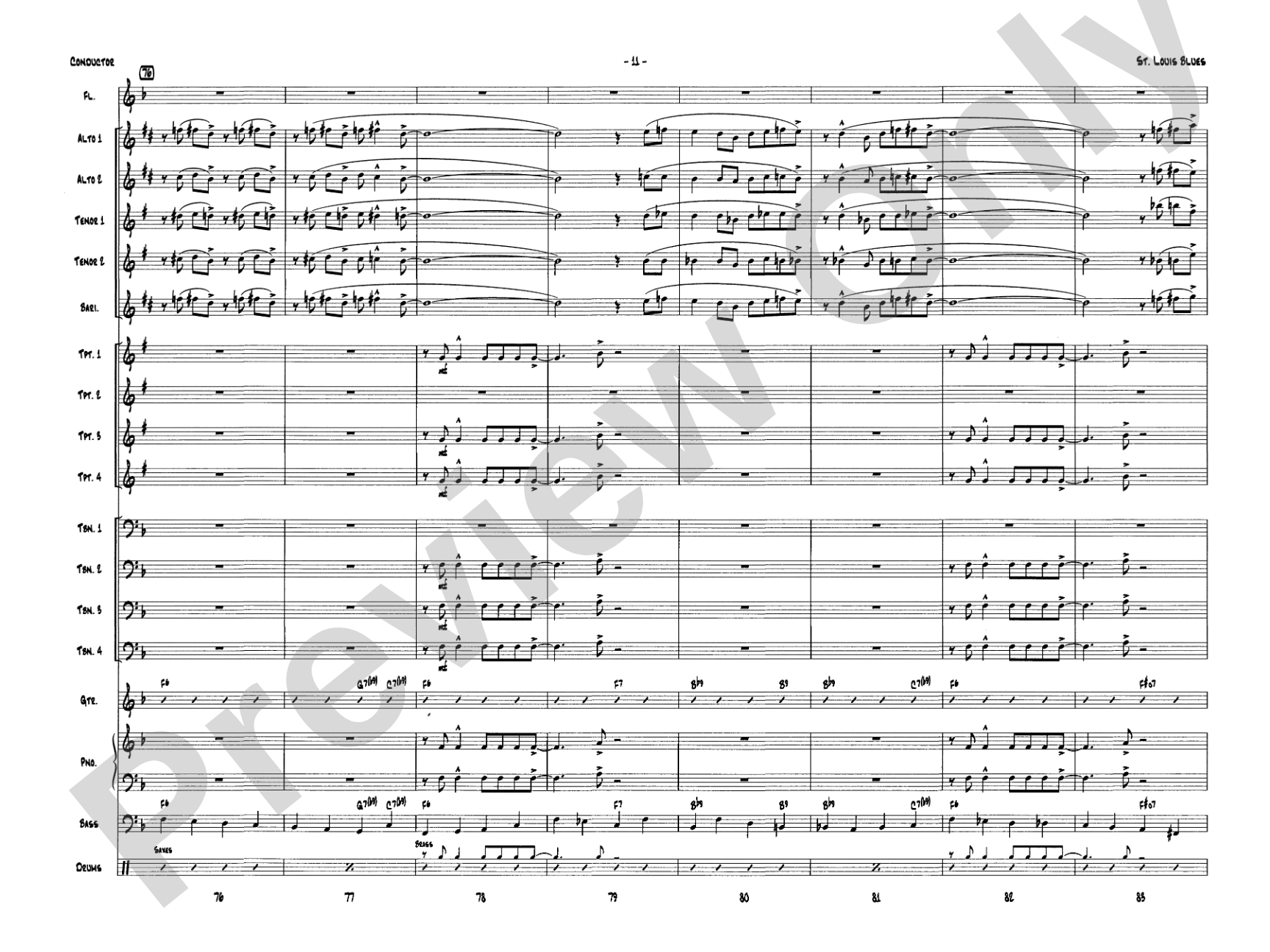 St. Louis Blues: Jazz Ensemble Conductor Score & Parts