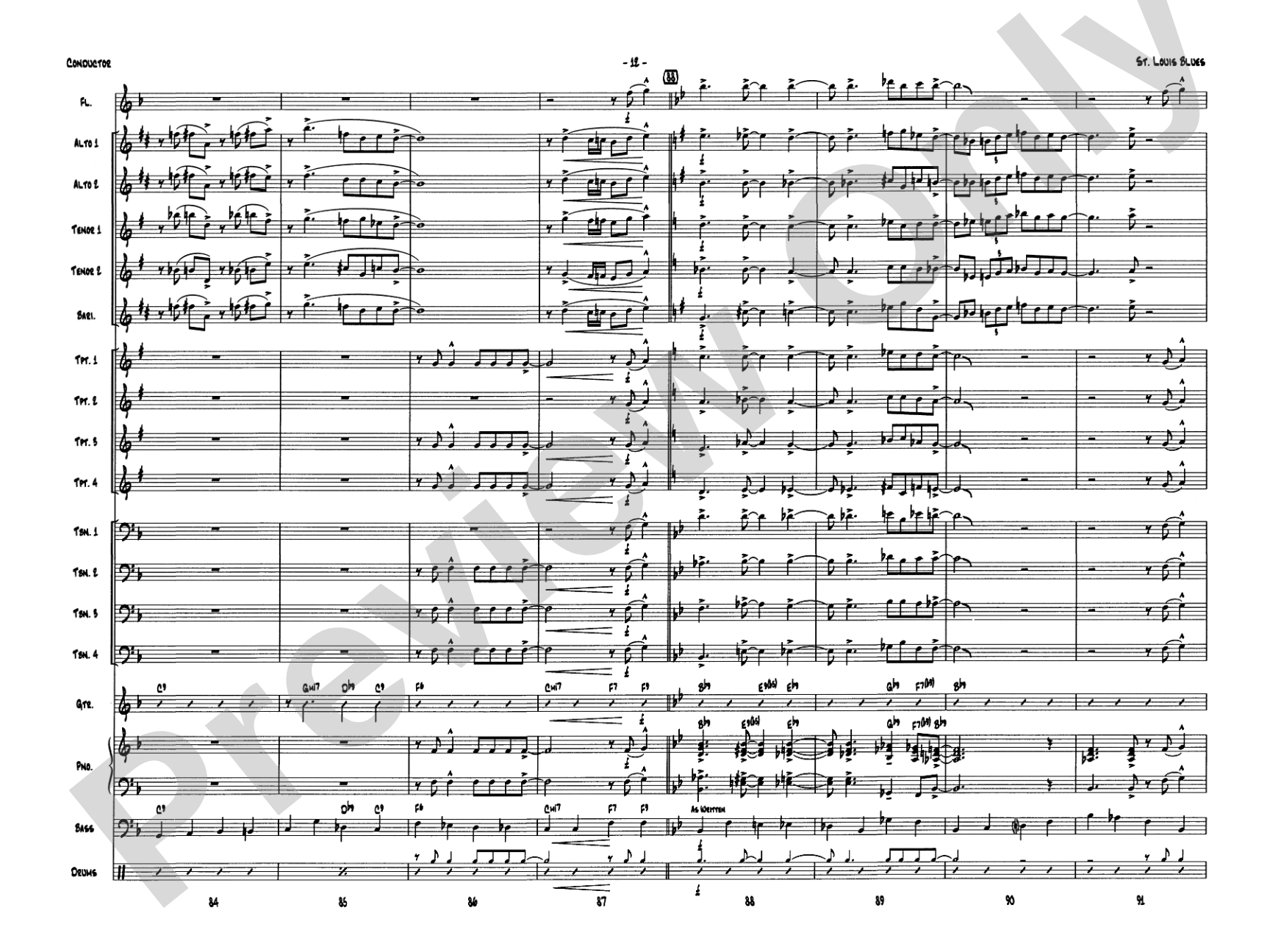 St. Louis Blues: Jazz Ensemble Conductor Score & Parts