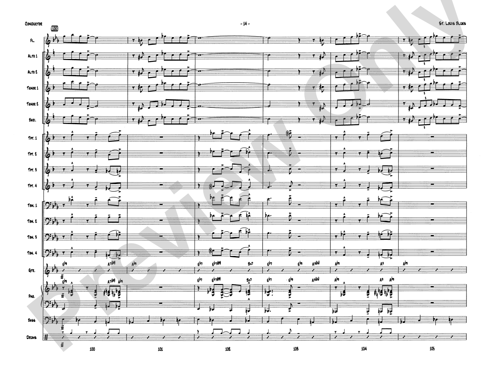 St. Louis Blues: Jazz Ensemble Conductor Score & Parts