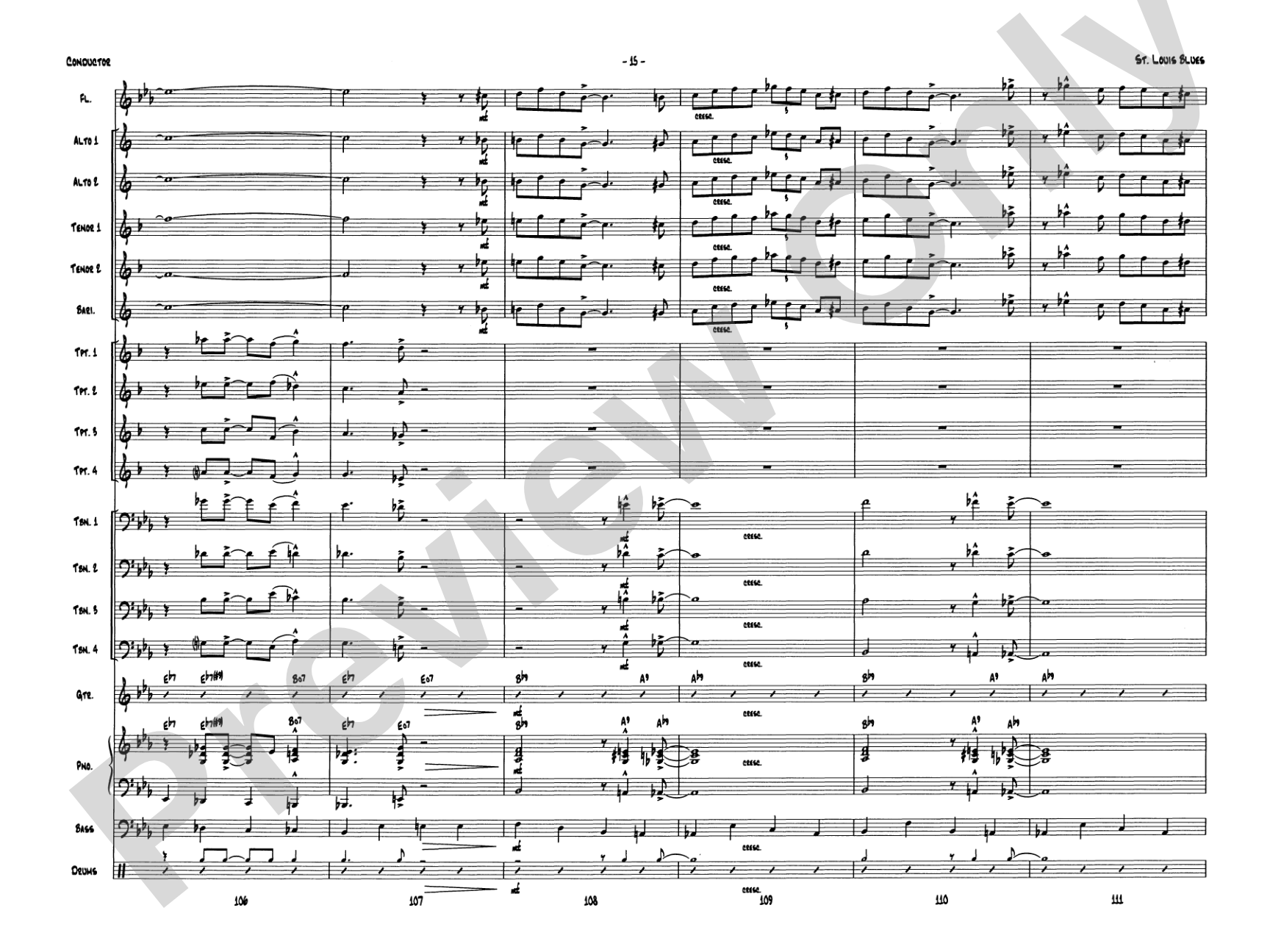 St. Louis Blues: Jazz Ensemble Conductor Score & Parts