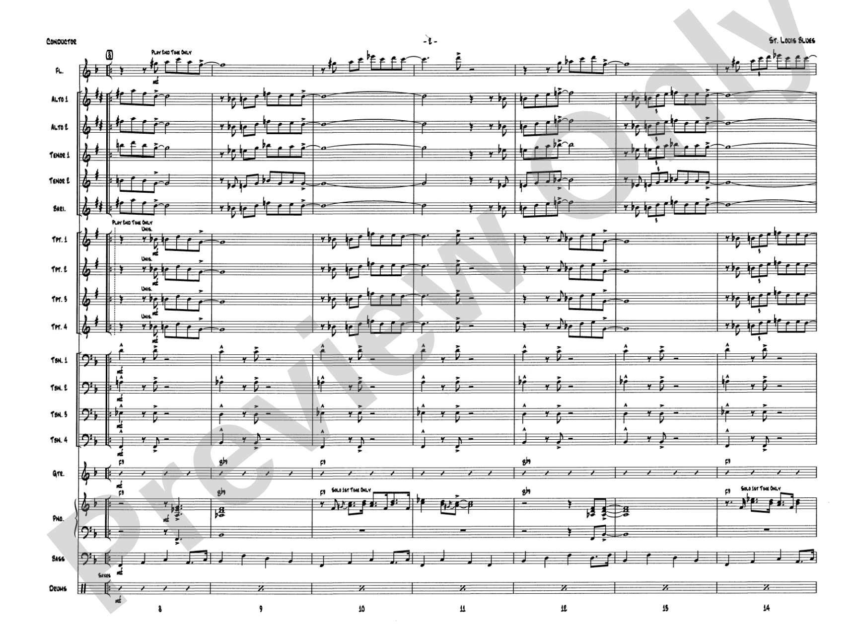 St. Louis Blues: Jazz Ensemble Conductor Score & Parts