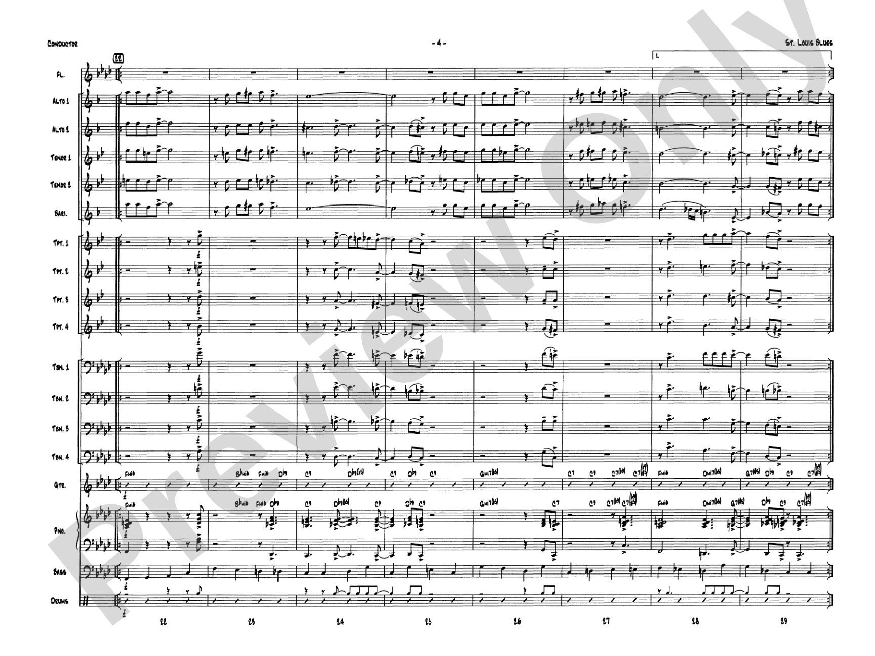 St. Louis Blues: Jazz Ensemble Conductor Score & Parts