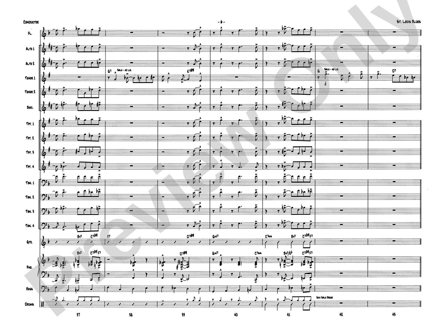 St. Louis Blues: Jazz Ensemble Conductor Score & Parts