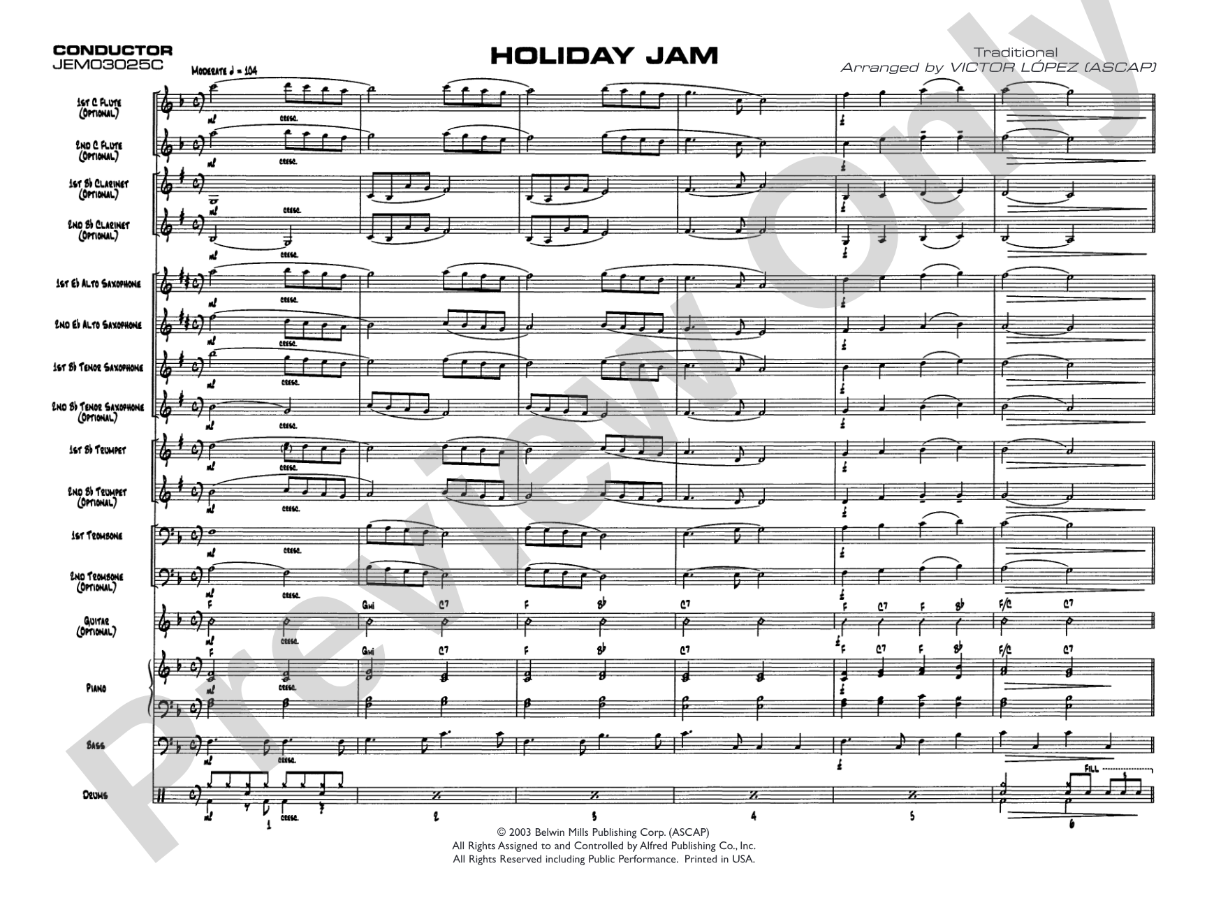 Holiday Jam: Jazz Ensemble Conductor Score & Parts