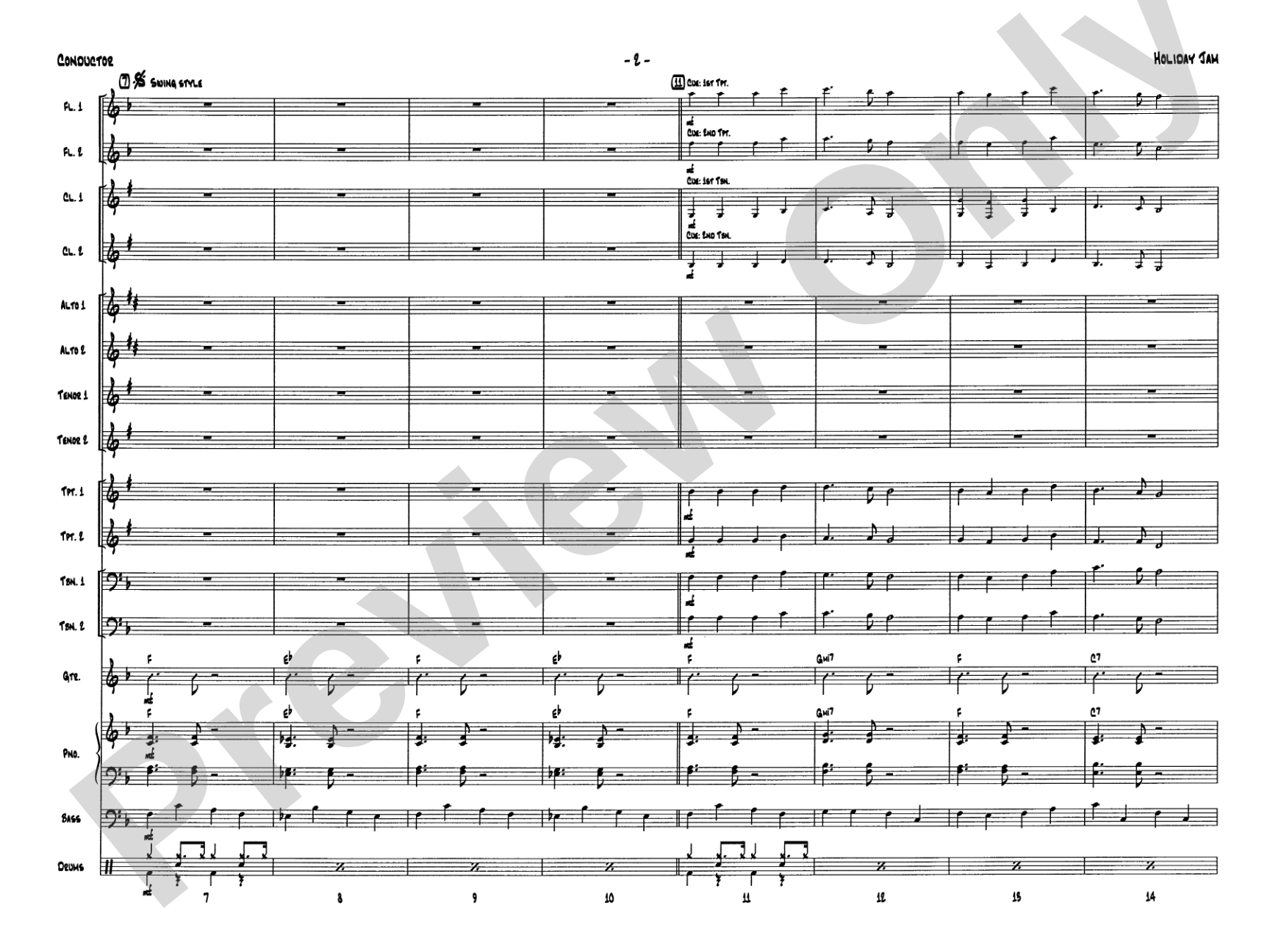 Holiday Jam: Jazz Ensemble Conductor Score & Parts