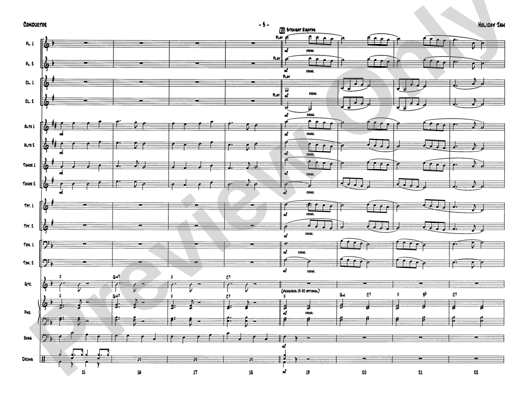 Holiday Jam: Jazz Ensemble Conductor Score & Parts