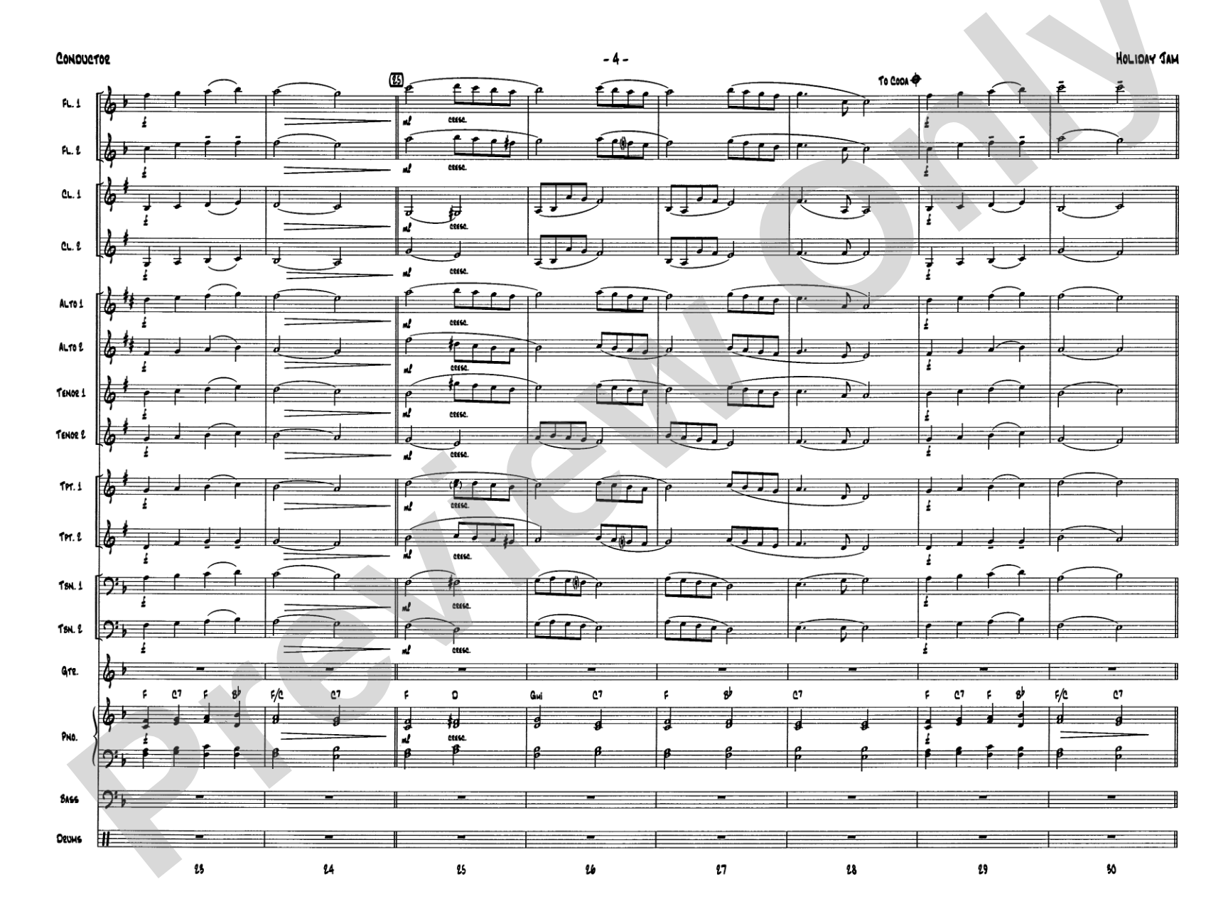 Holiday Jam: Jazz Ensemble Conductor Score & Parts