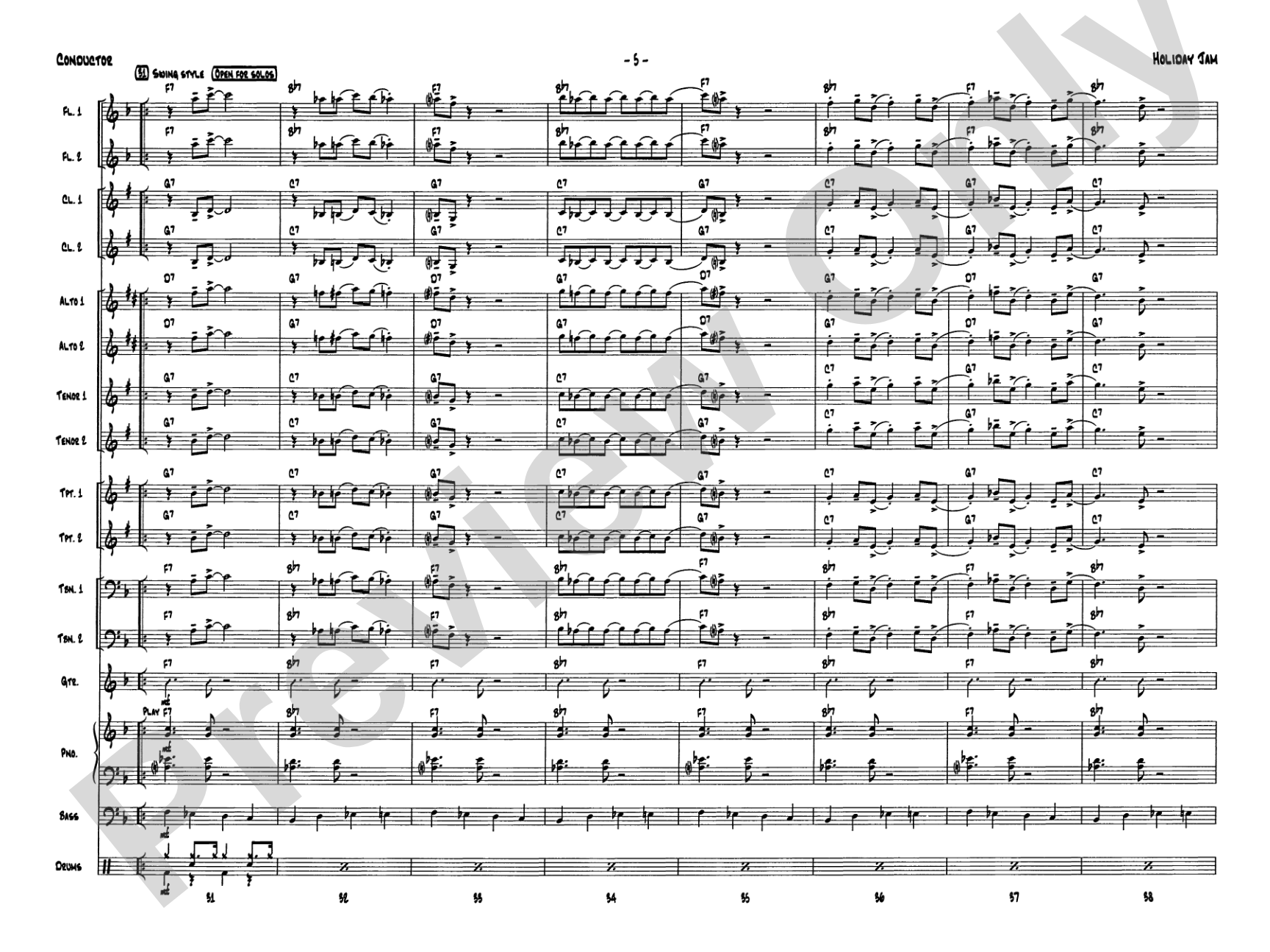 Holiday Jam: Jazz Ensemble Conductor Score & Parts