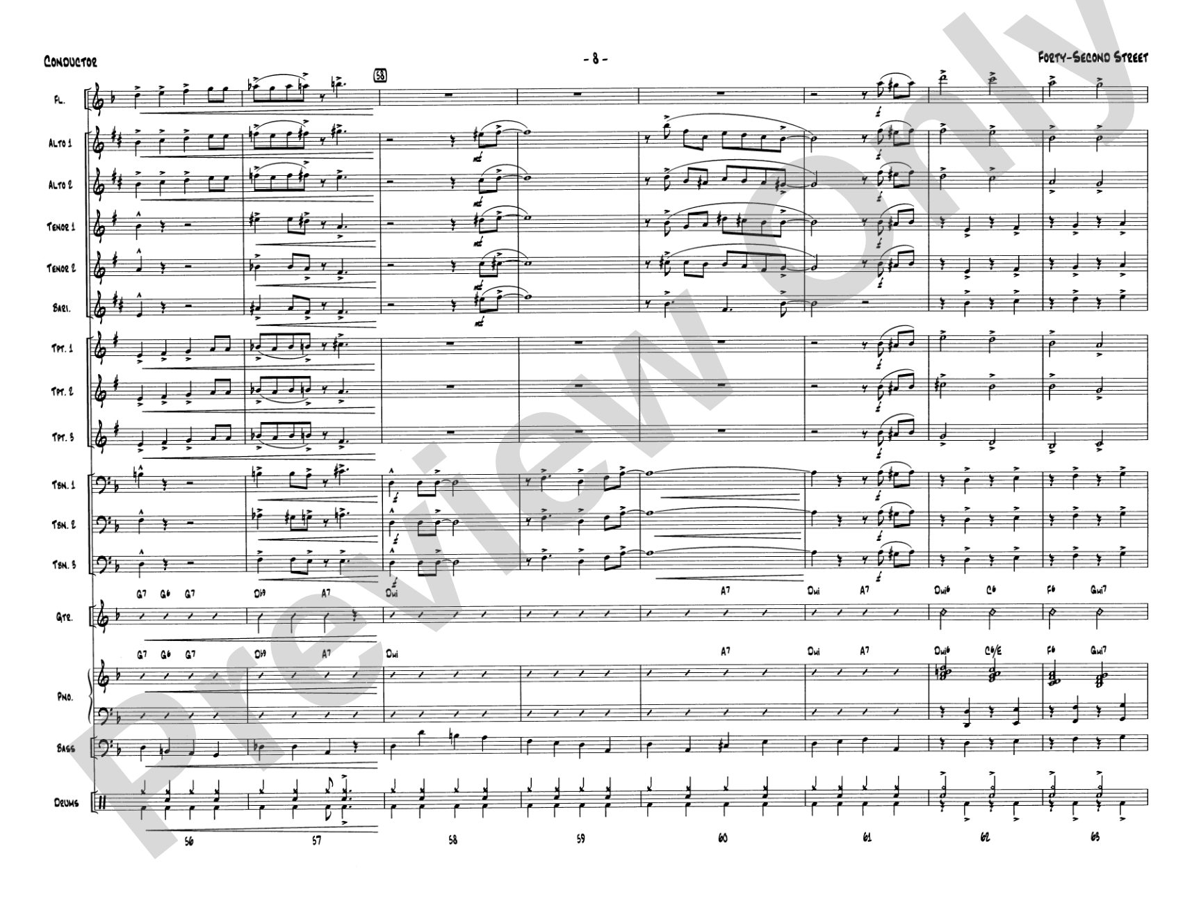 Forty-Second Street: Jazz Ensemble Conductor Score & Parts