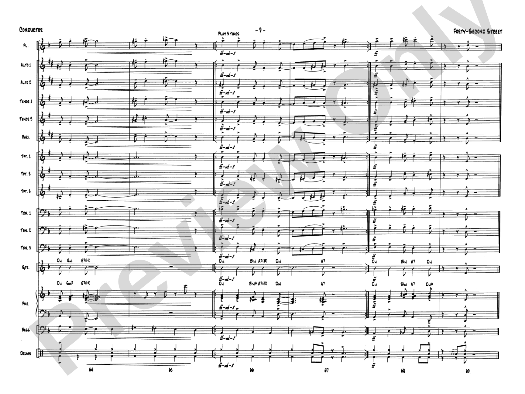 Forty-Second Street: Jazz Ensemble Conductor Score & Parts