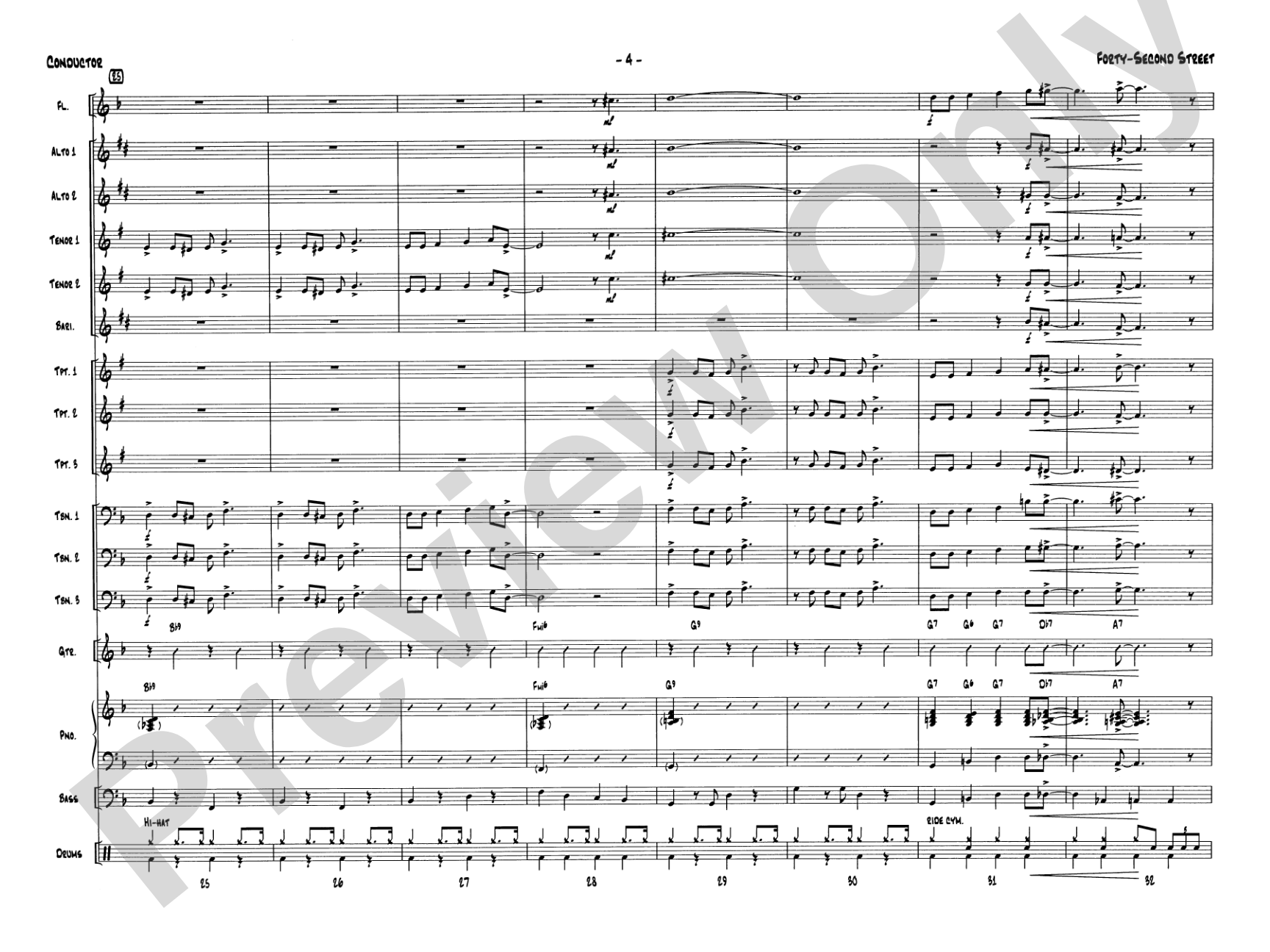 Forty-Second Street: Jazz Ensemble Conductor Score & Parts