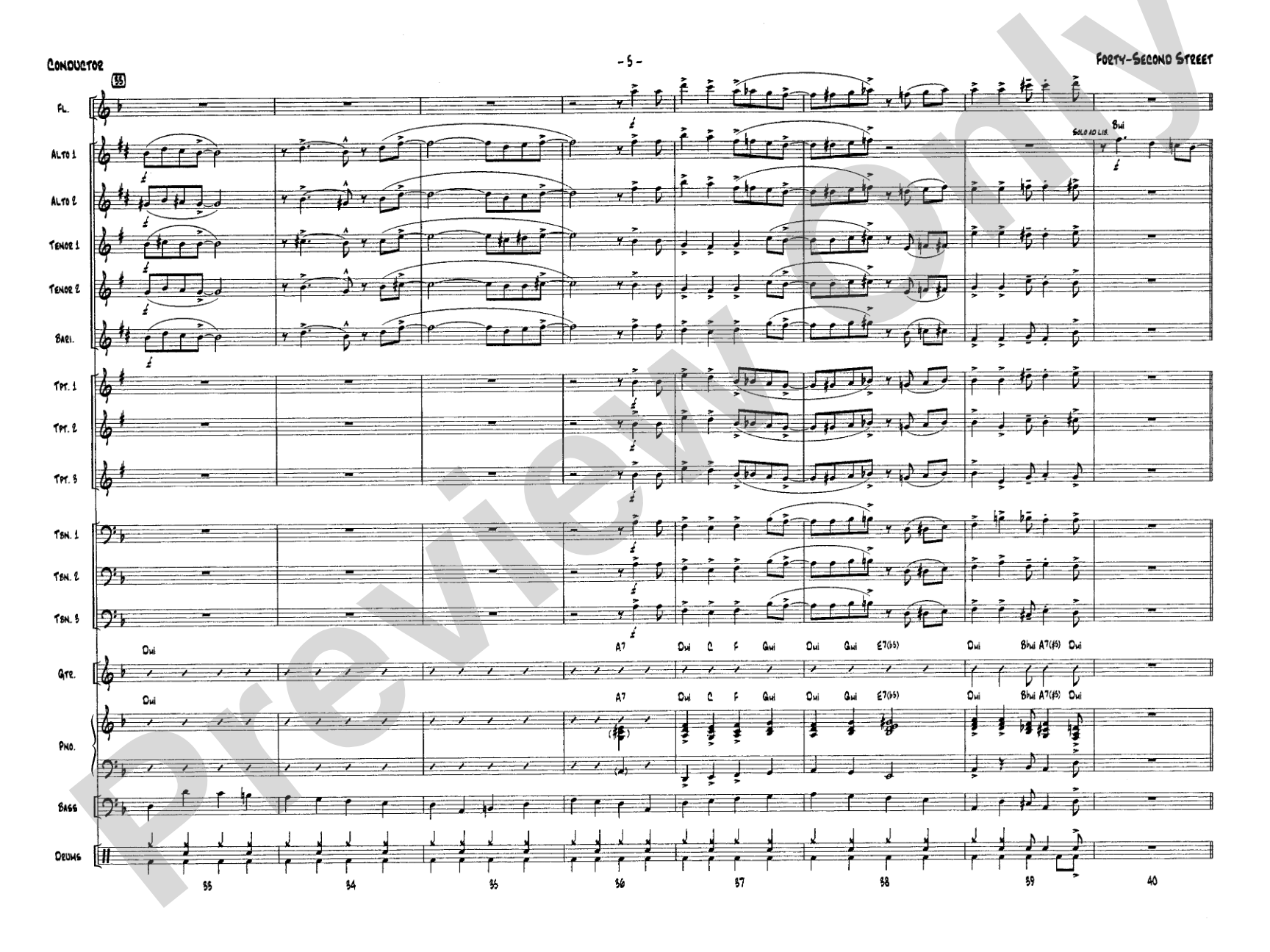 Forty-Second Street: Jazz Ensemble Conductor Score & Parts