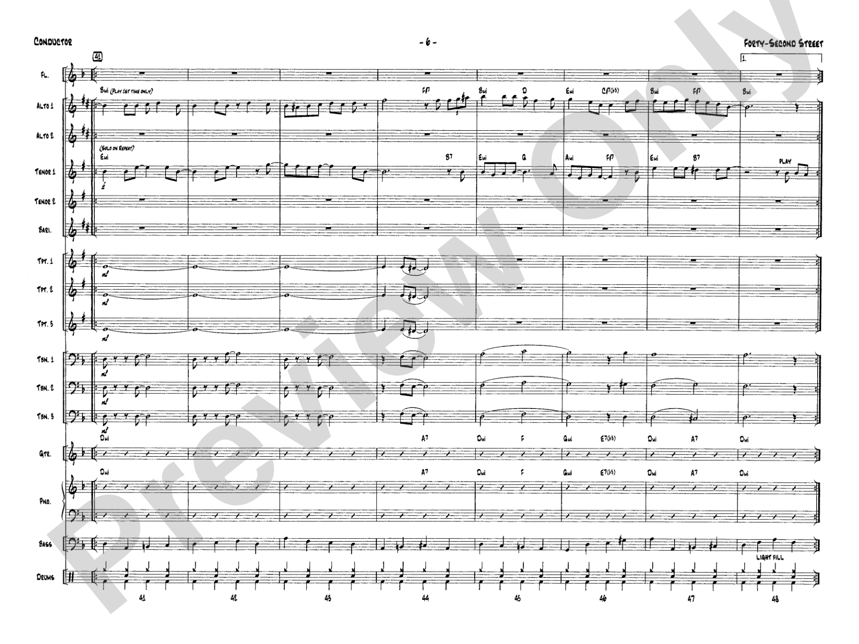 Forty-Second Street: Jazz Ensemble Conductor Score & Parts
