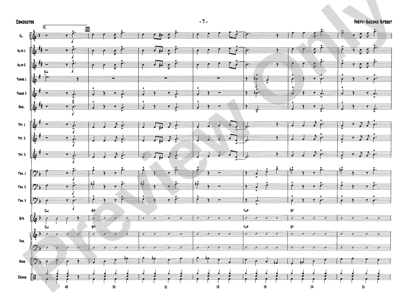 Forty-Second Street: Jazz Ensemble Conductor Score & Parts