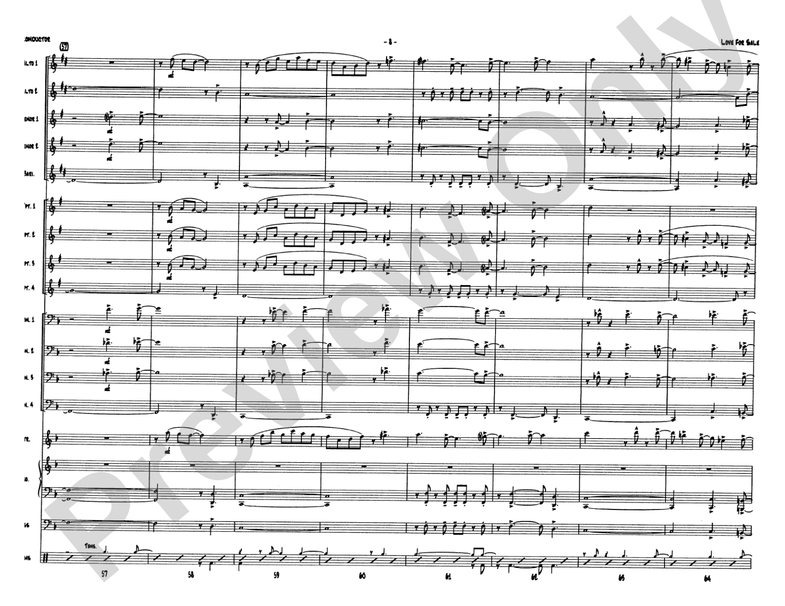 Love for Sale: Jazz Ensemble Conductor Score & Parts