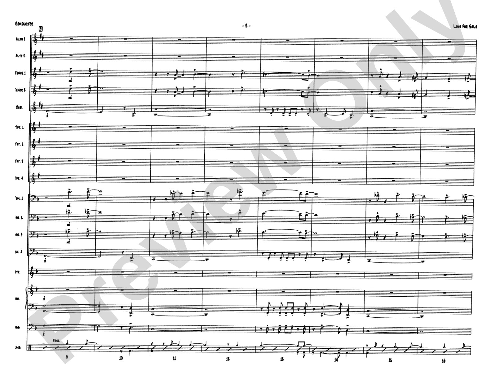 Love for Sale: Jazz Ensemble Conductor Score & Parts