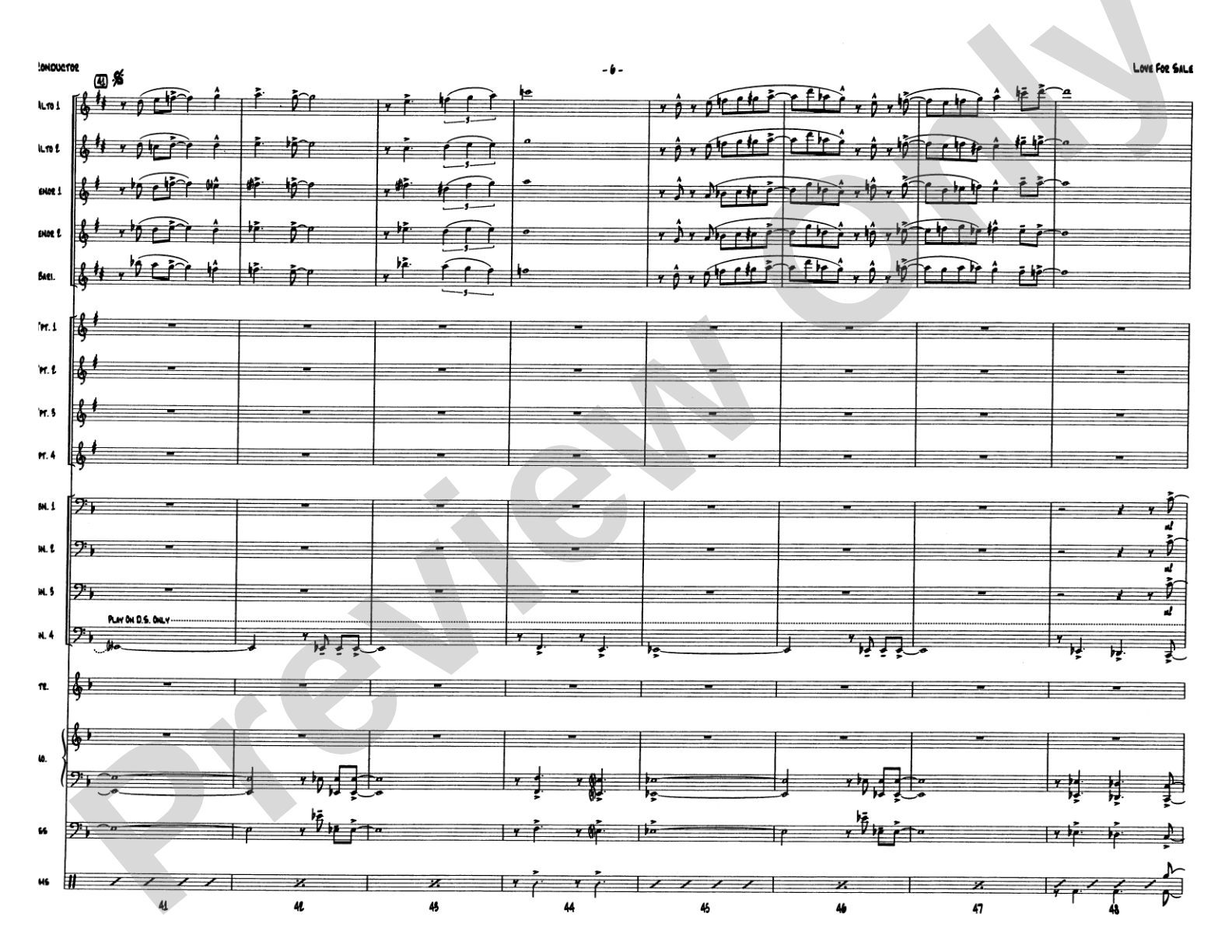 Love for Sale: Jazz Ensemble Conductor Score & Parts