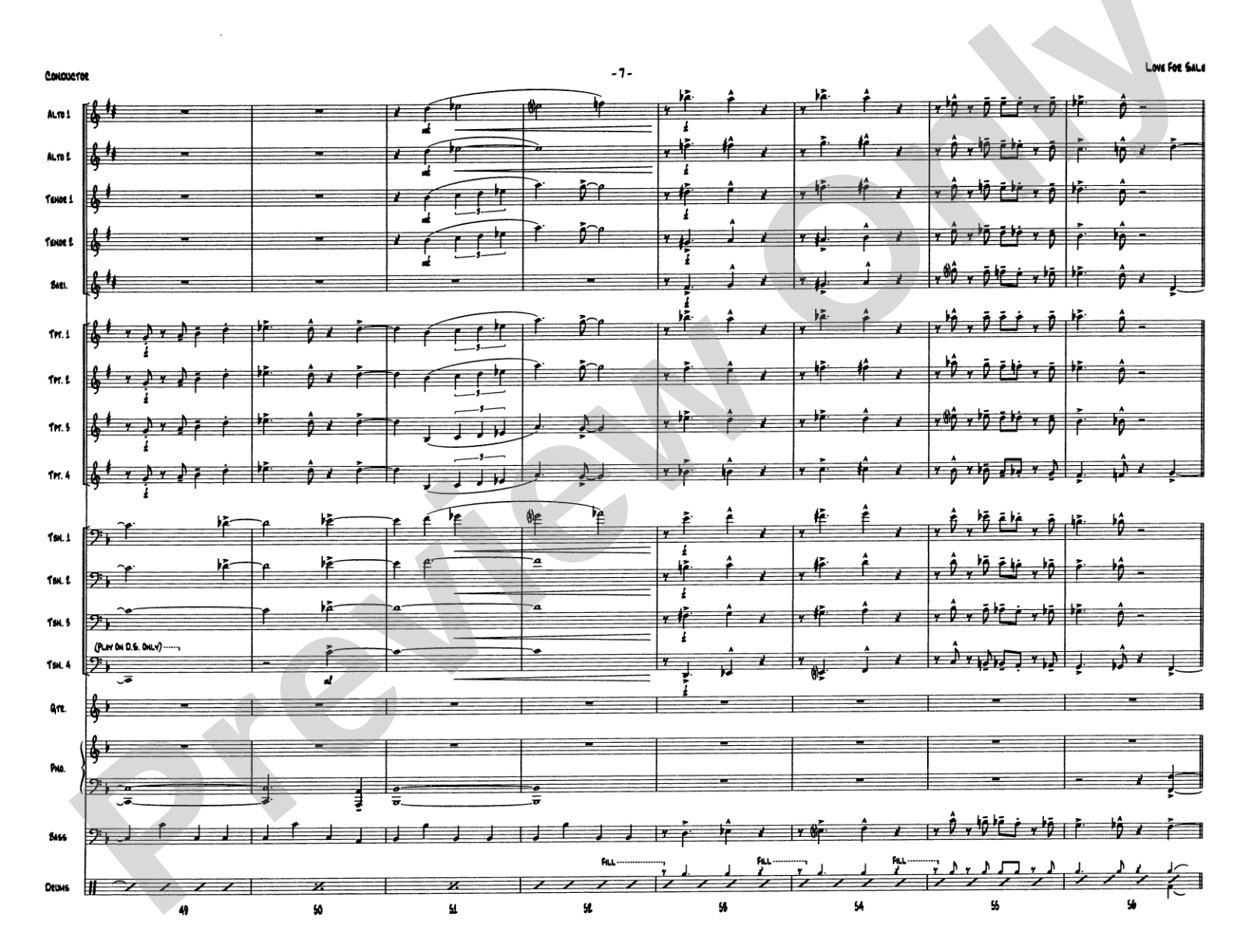 Love for Sale: Jazz Ensemble Conductor Score & Parts