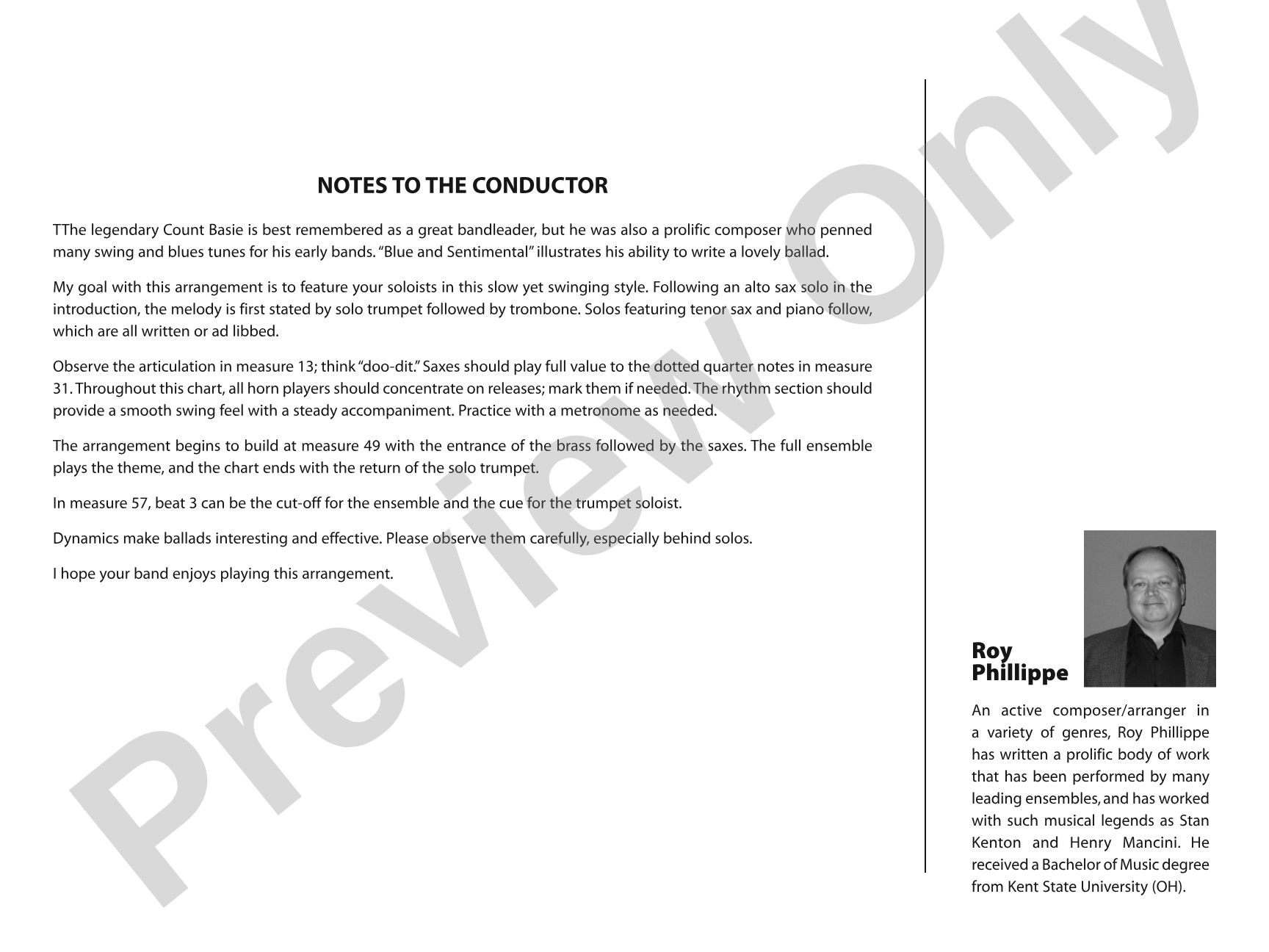 Blue and Sentimental: Jazz Ensemble Conductor Score & Parts
