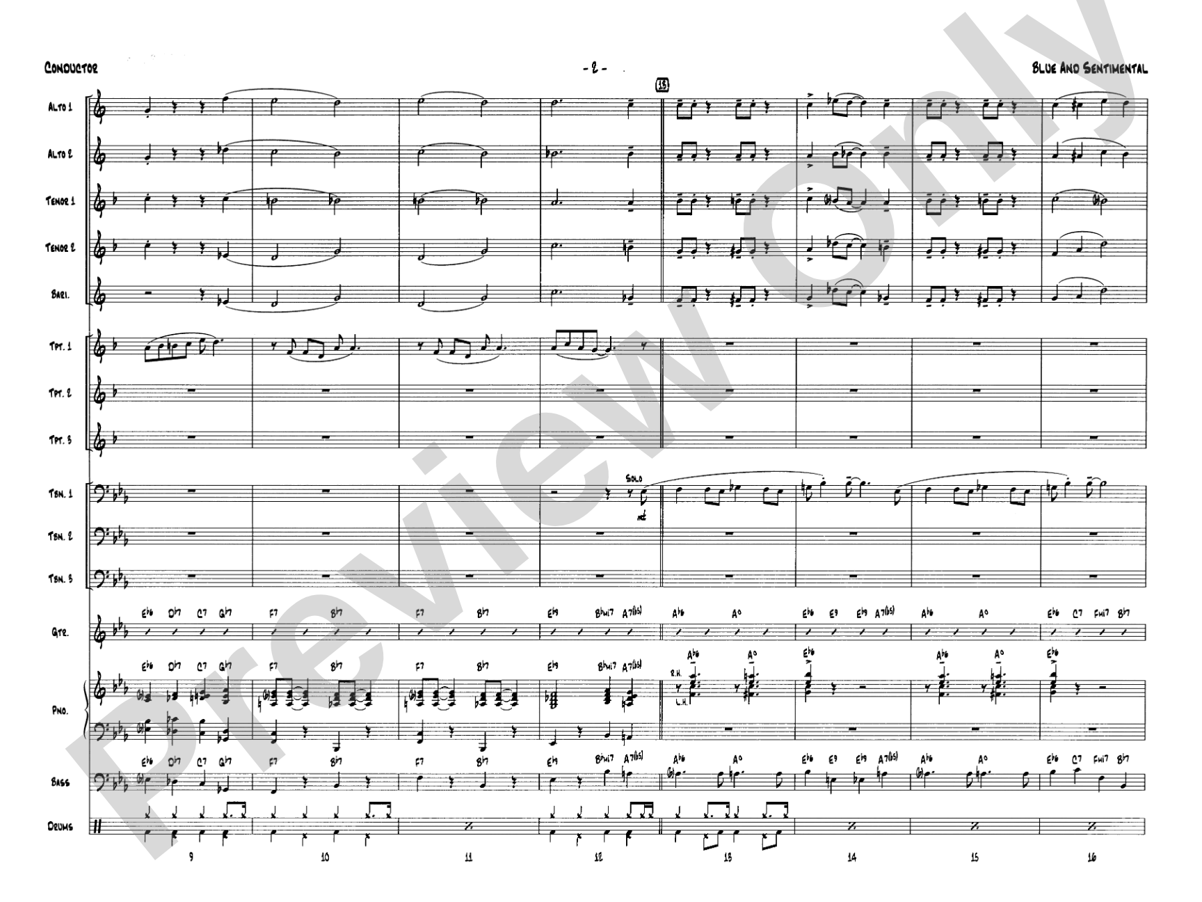Blue and Sentimental: Jazz Ensemble Conductor Score & Parts