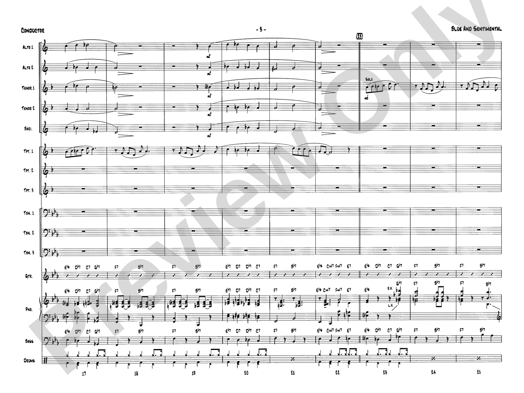 Blue and Sentimental: Jazz Ensemble Conductor Score & Parts