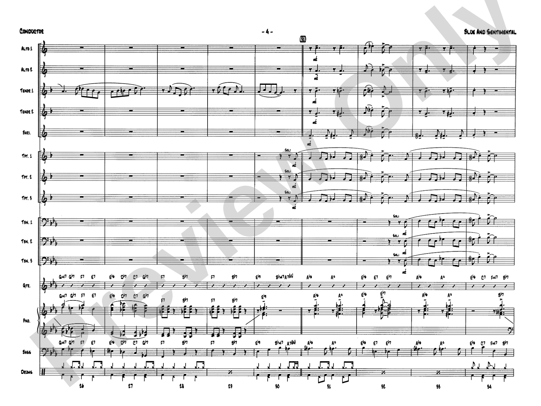 Blue and Sentimental: Jazz Ensemble Conductor Score & Parts