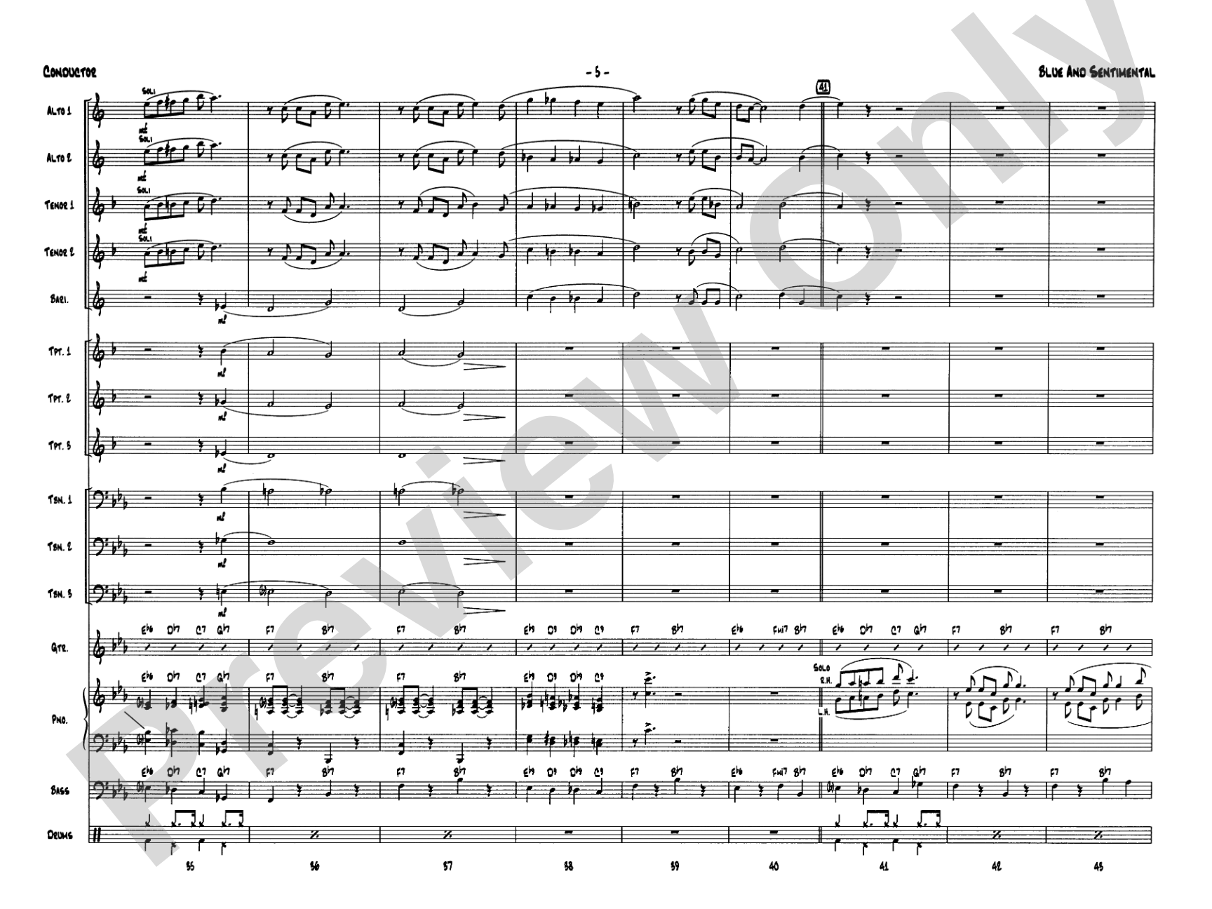 Blue and Sentimental: Jazz Ensemble Conductor Score & Parts