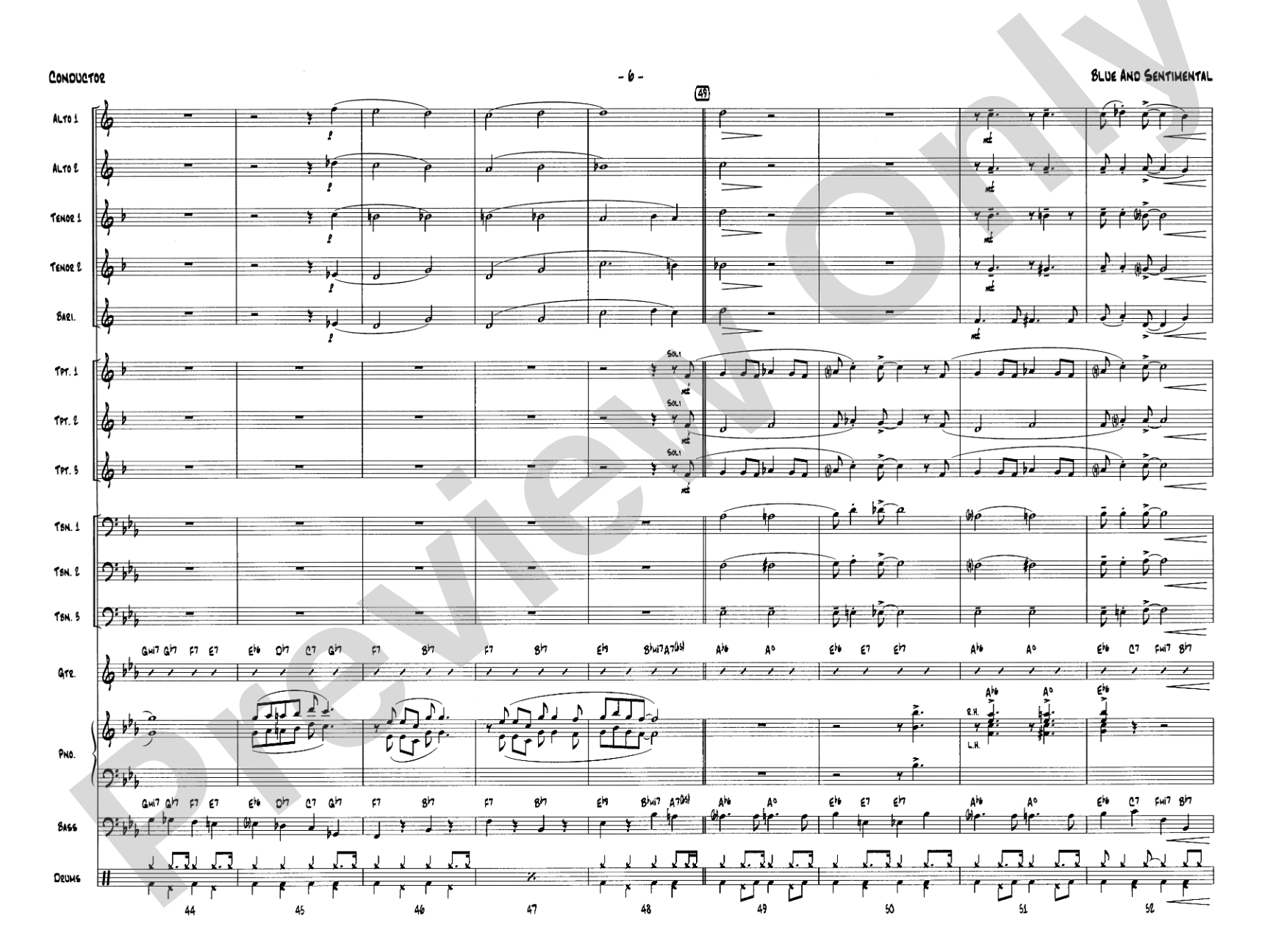 Blue and Sentimental: Jazz Ensemble Conductor Score & Parts