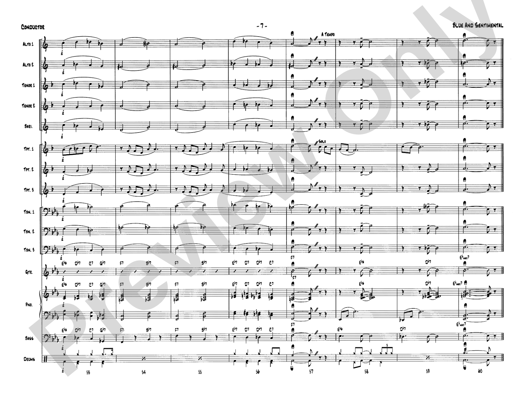 Blue and Sentimental: Jazz Ensemble Conductor Score & Parts