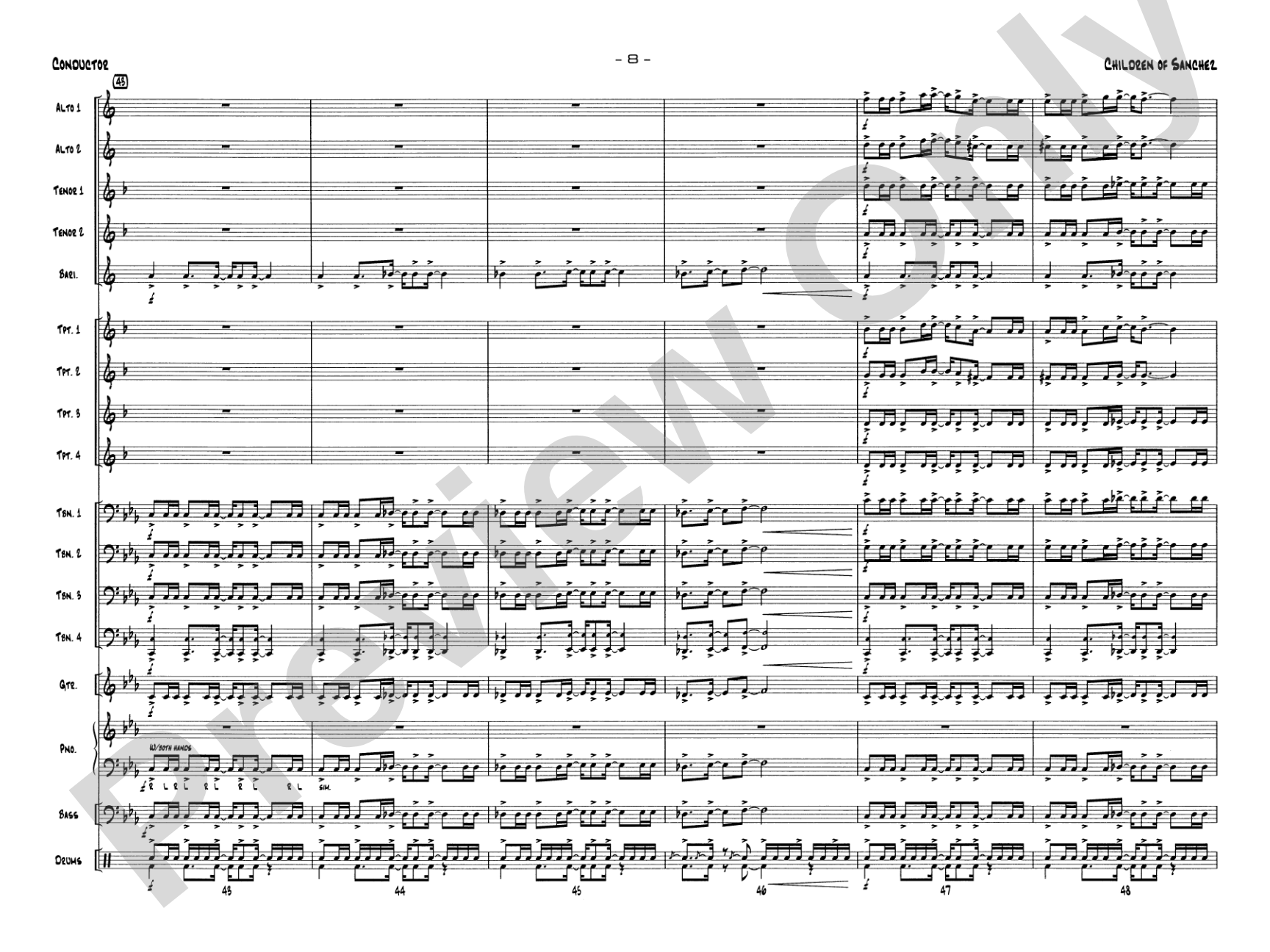 Children of Sanchez: Jazz Ensemble Conductor Score & Parts