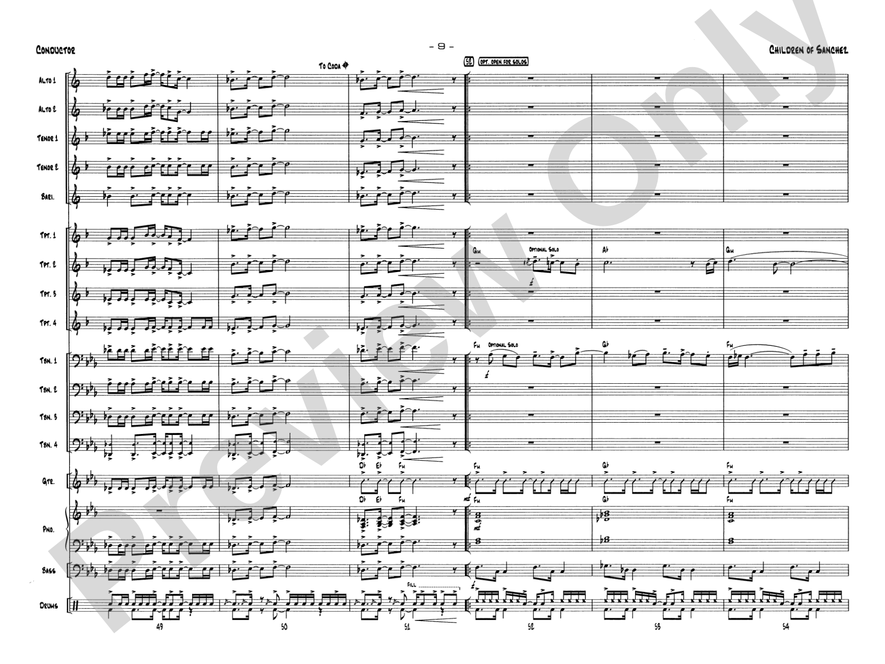 Children of Sanchez: Jazz Ensemble Conductor Score & Parts
