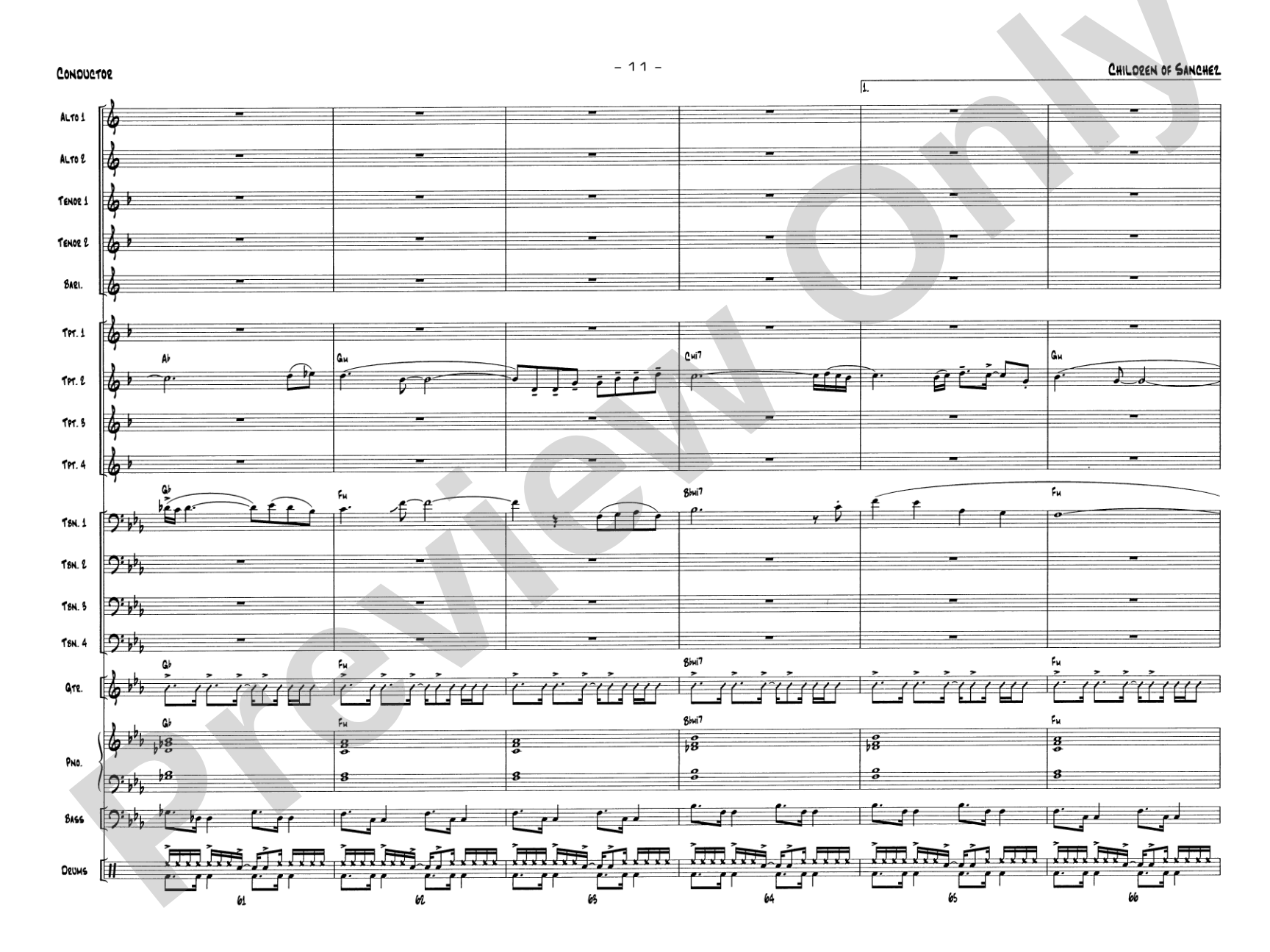 Children of Sanchez: Jazz Ensemble Conductor Score & Parts