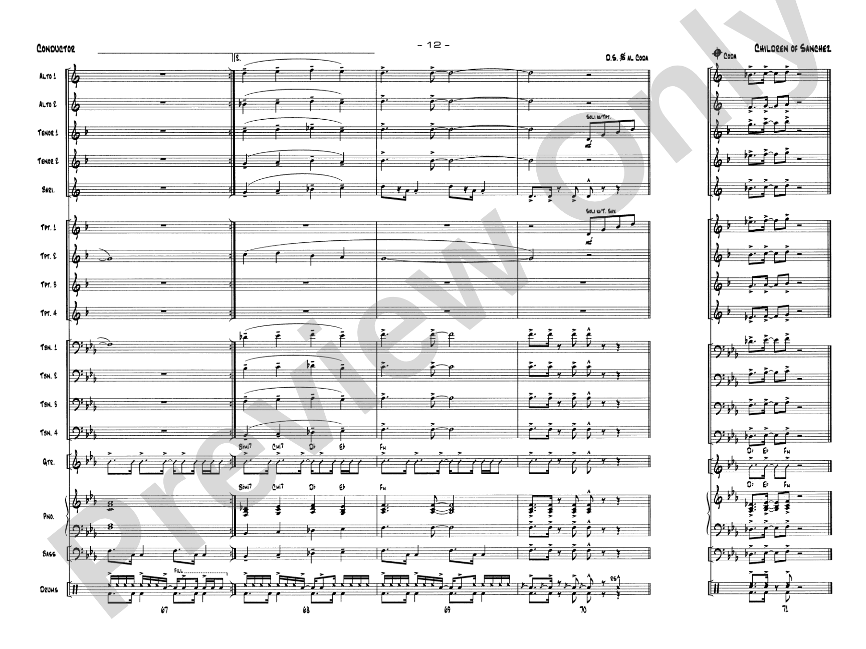 Children of Sanchez: Jazz Ensemble Conductor Score & Parts