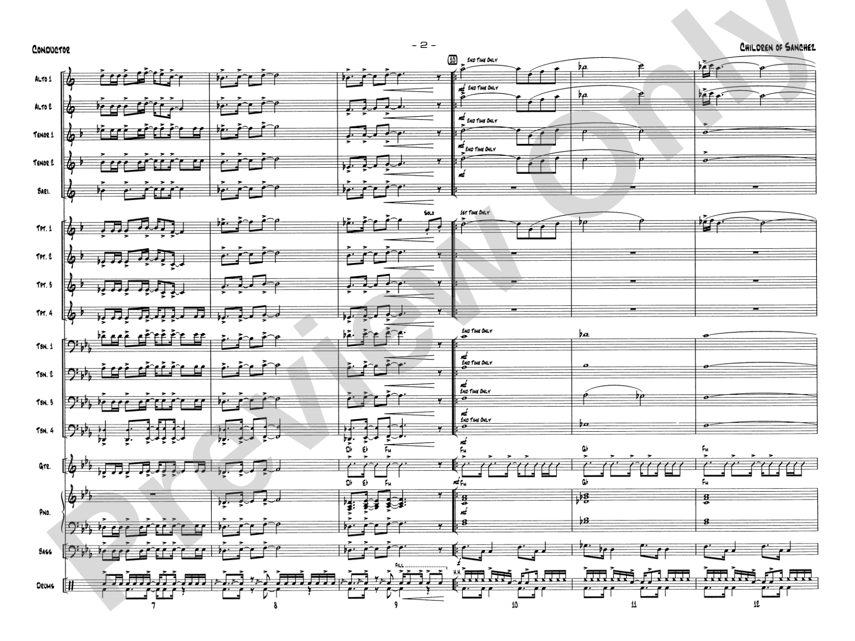 Children of Sanchez: Jazz Ensemble Conductor Score & Parts