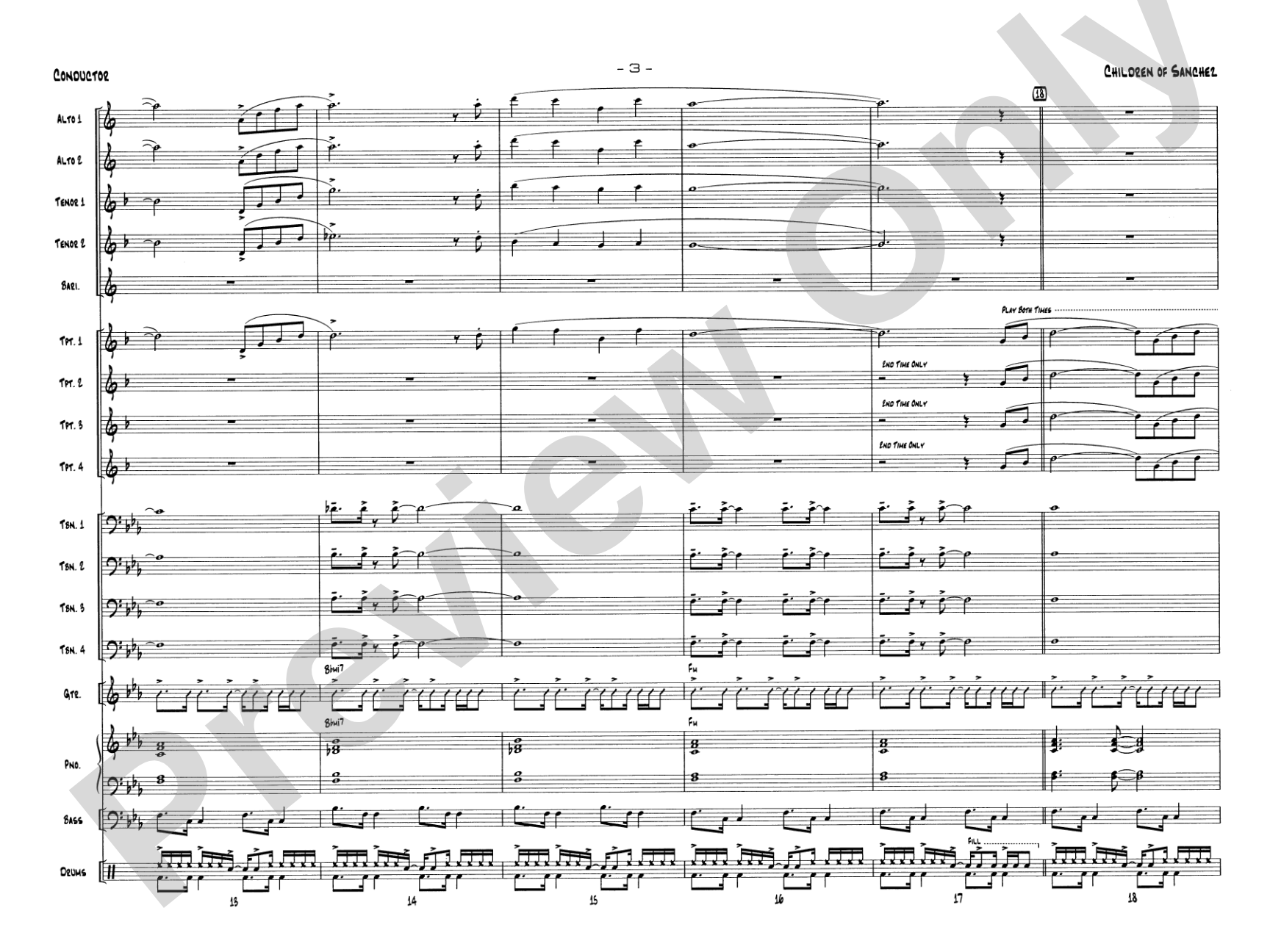 Children of Sanchez: Jazz Ensemble Conductor Score & Parts