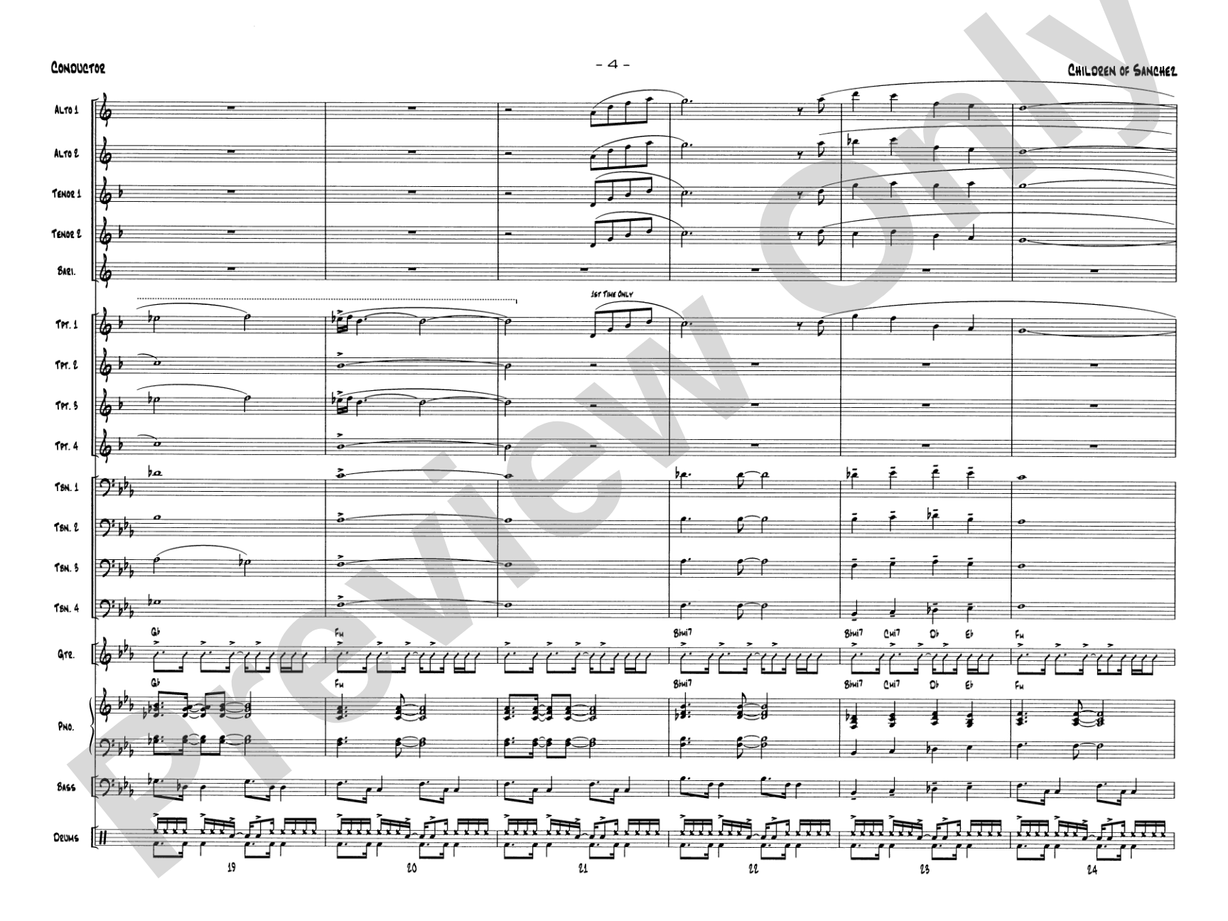 Children of Sanchez: Jazz Ensemble Conductor Score & Parts