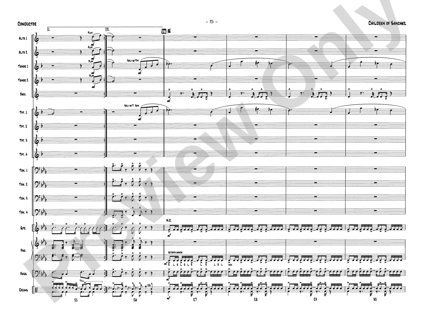 Children of Sanchez: Jazz Ensemble Conductor Score & Parts
