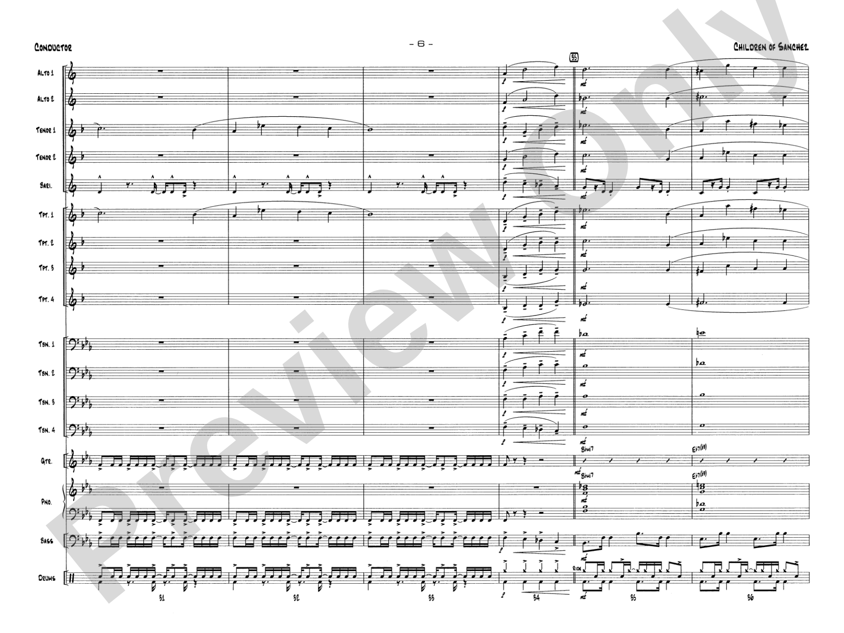 Children of Sanchez: Jazz Ensemble Conductor Score & Parts