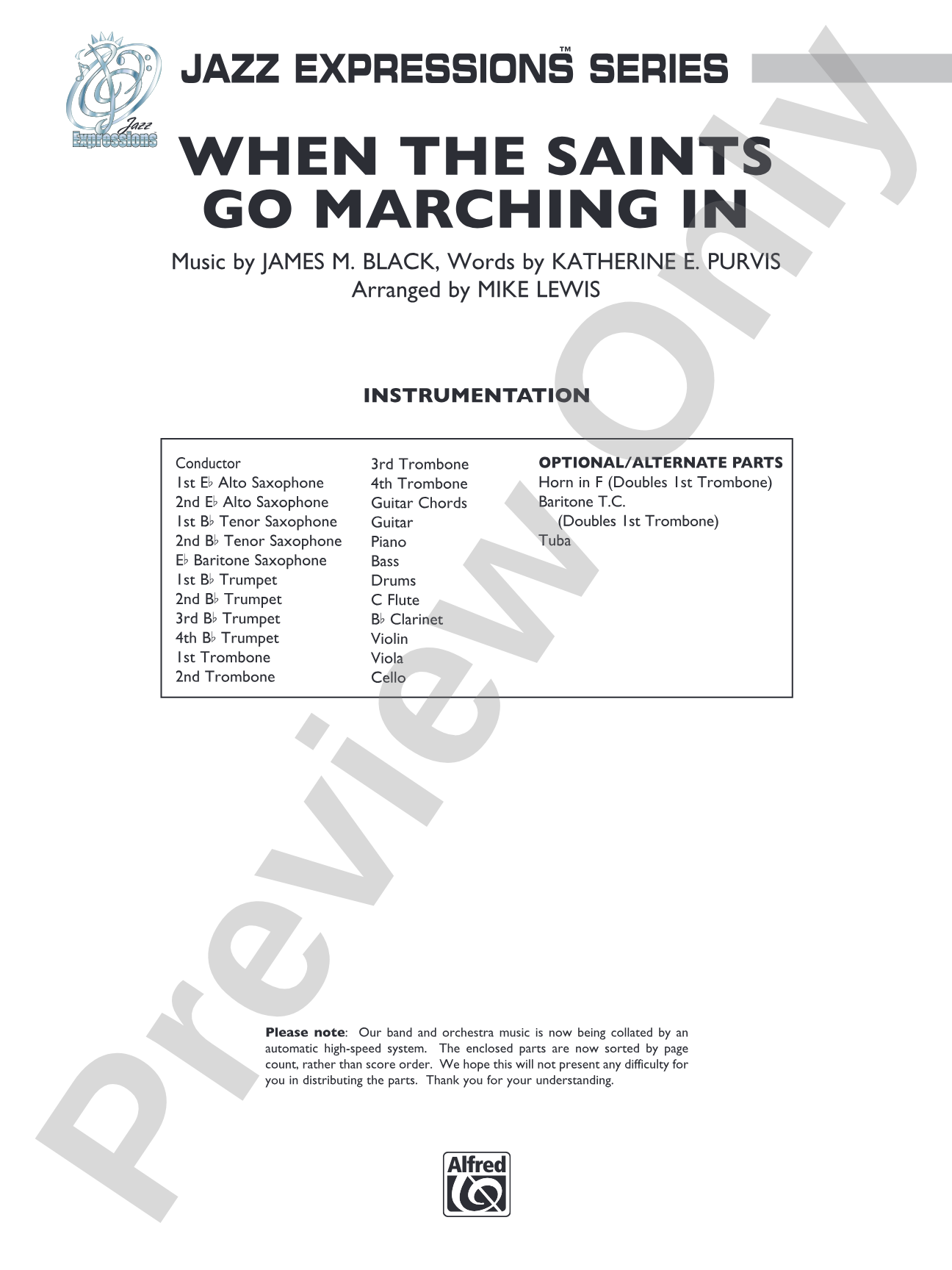 When the Saints Go Marching In: Score