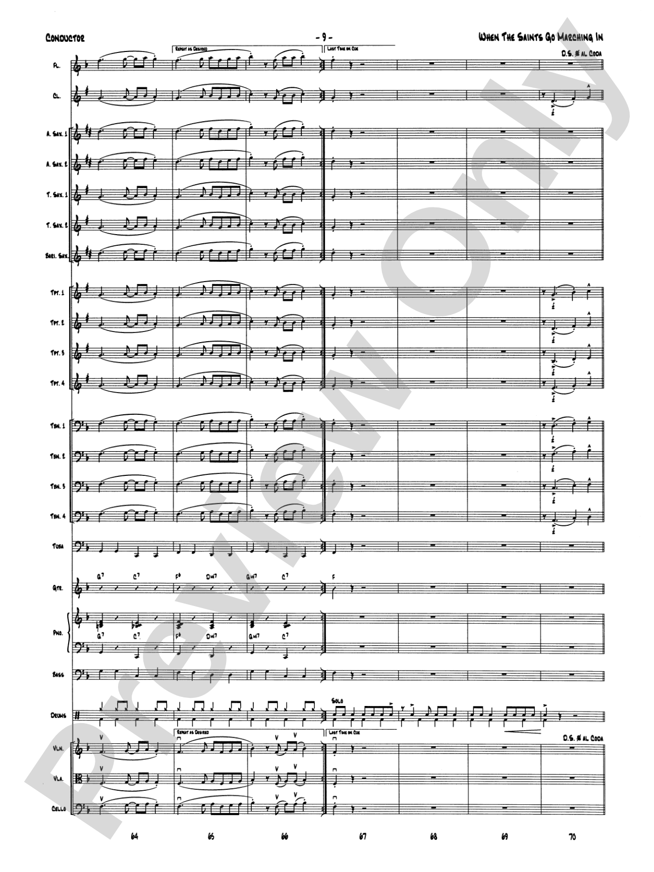 When the Saints Go Marching In: Score