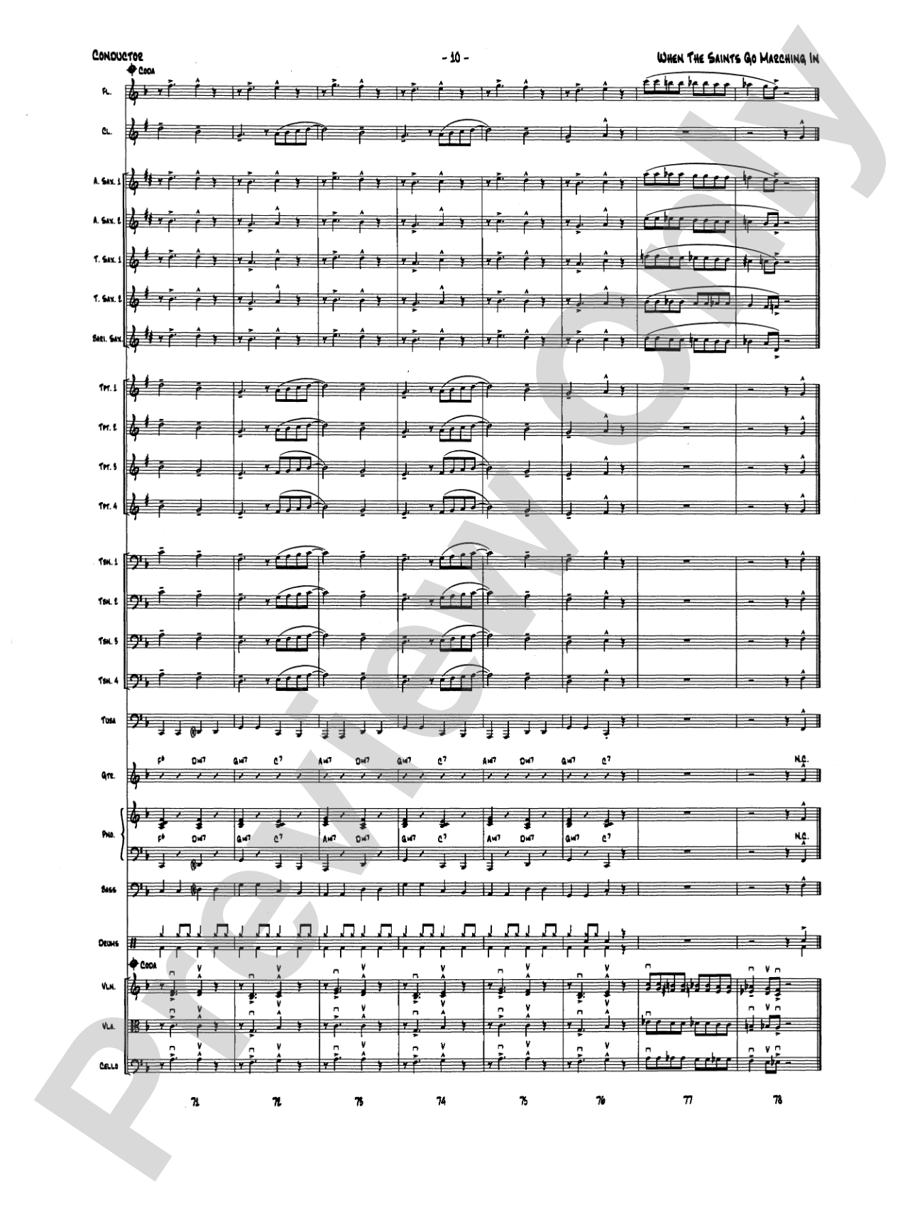 When the Saints Go Marching In: Score