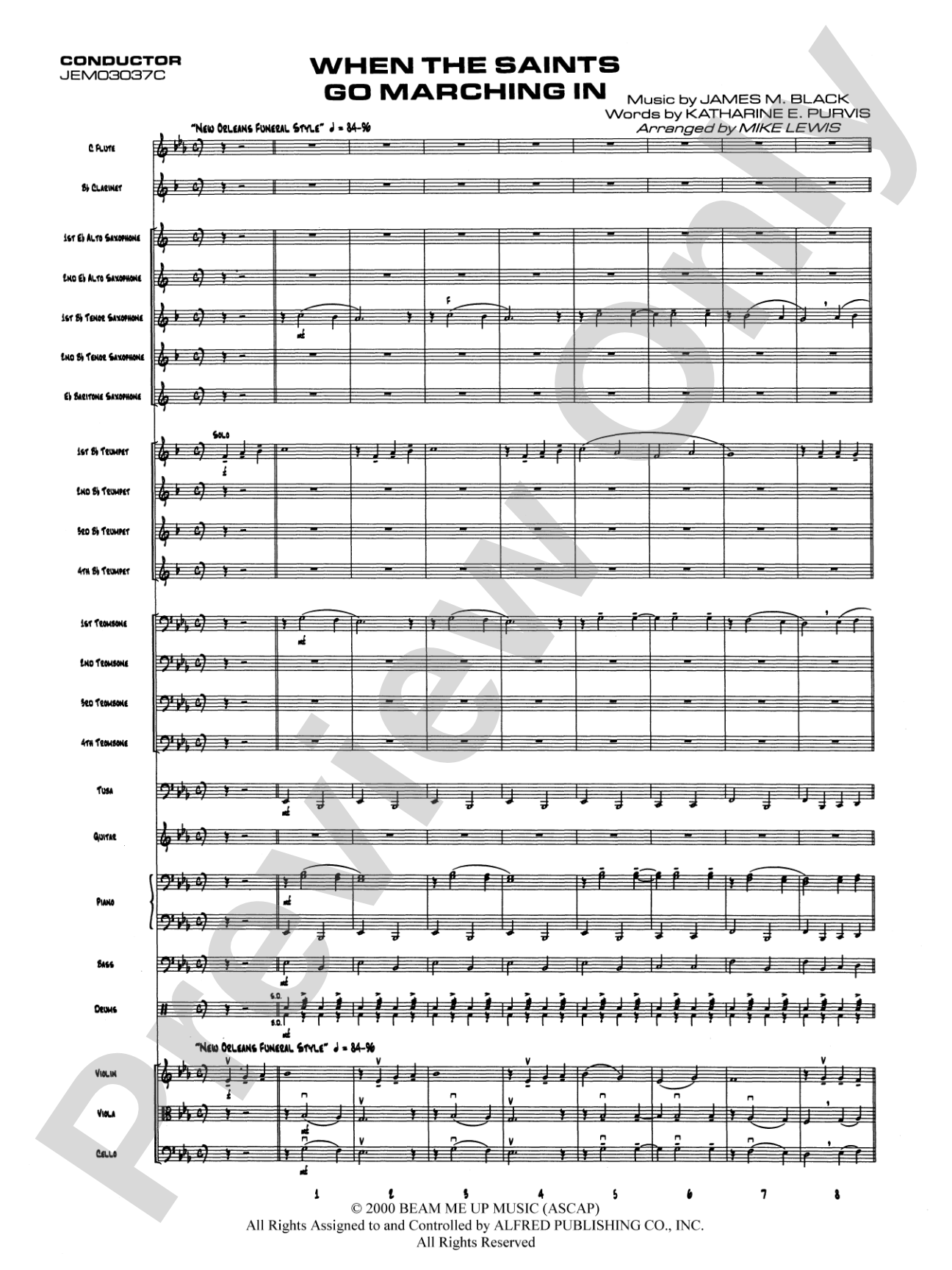 When the Saints Go Marching In: Score