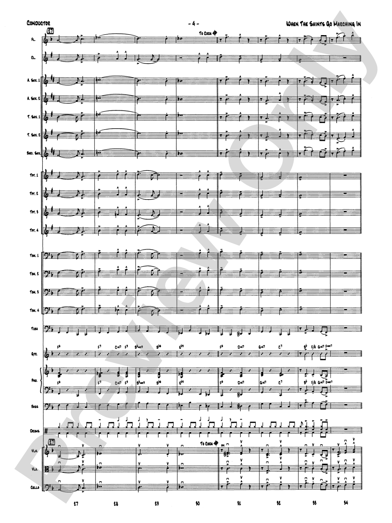 When the Saints Go Marching In: Score