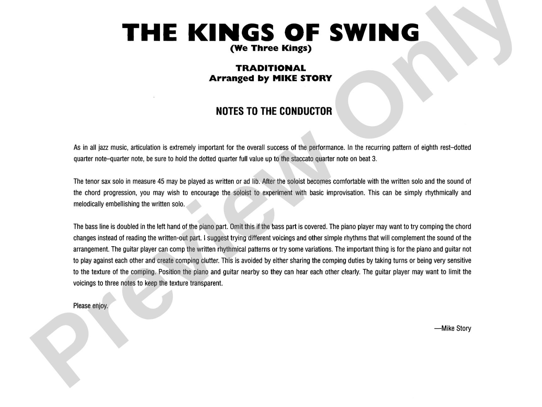 The Kings of Swing (We Three Kings): Jazz Ensemble Conductor Score & Parts