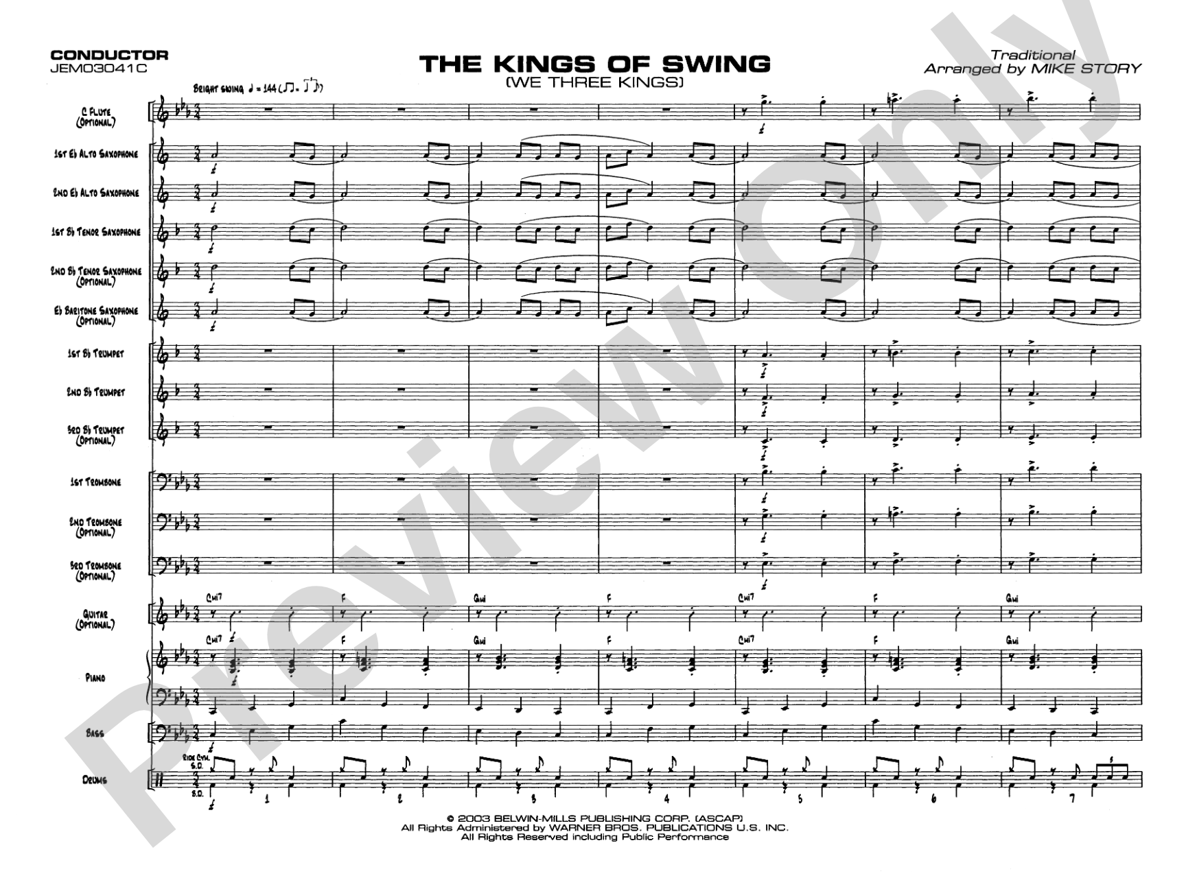 The Kings of Swing (We Three Kings): Jazz Ensemble Conductor Score & Parts