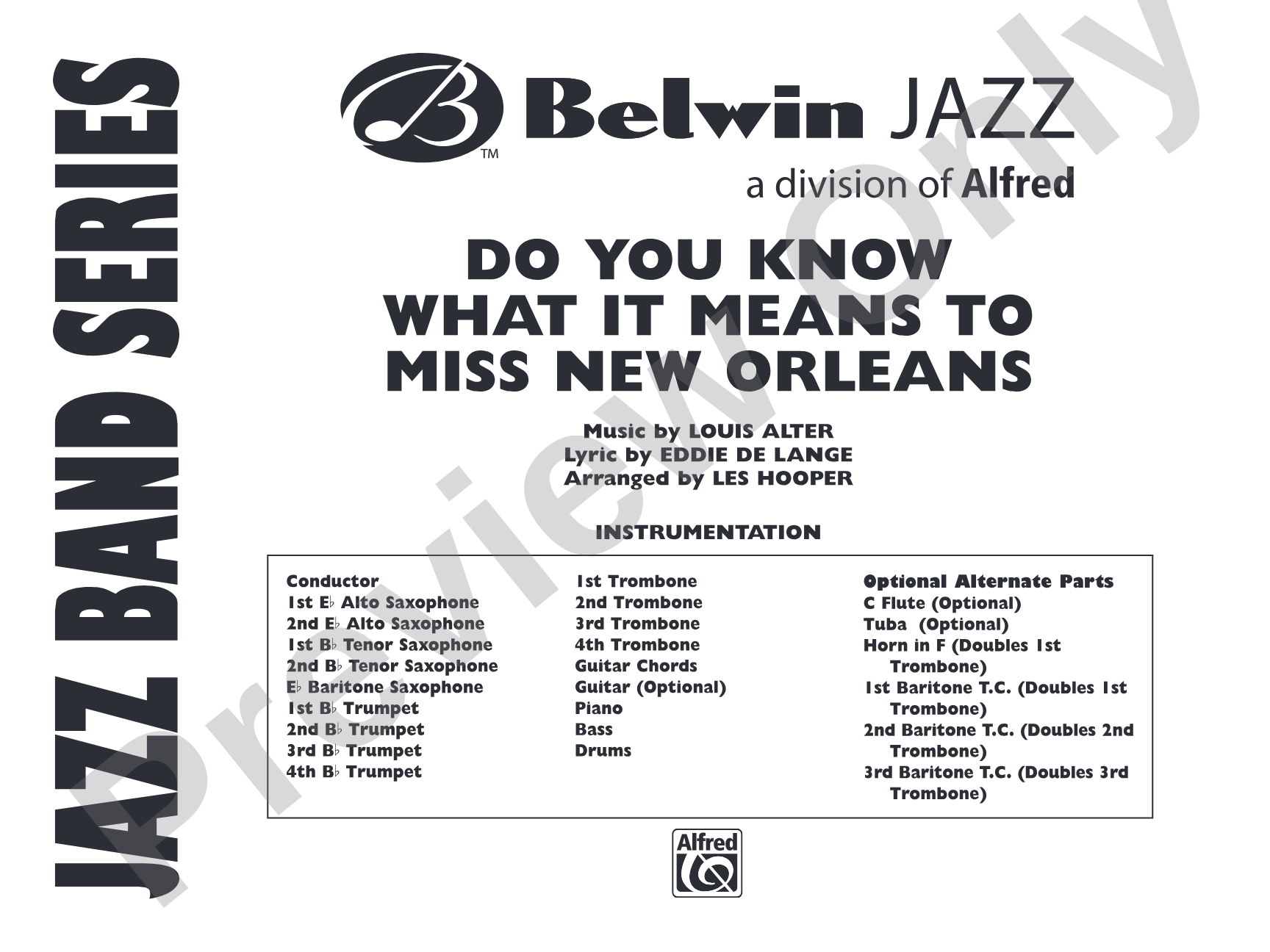 Do You Know What It Means to Miss New Orleans: Jazz Ensemble Conductor Score & Parts