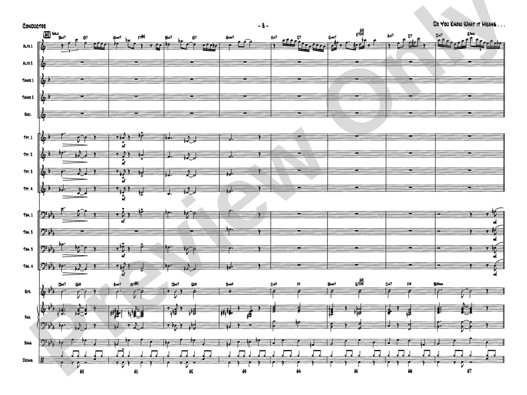 Do You Know What It Means to Miss New Orleans: Jazz Ensemble Conductor Score & Parts