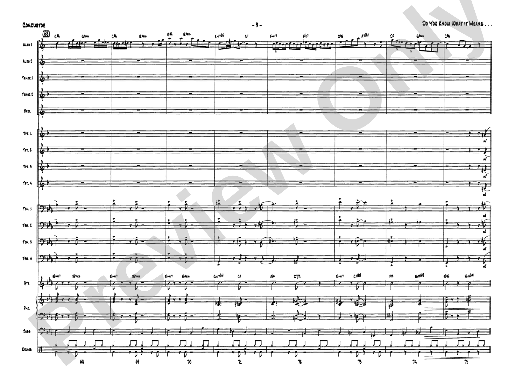 Do You Know What It Means to Miss New Orleans: Jazz Ensemble Conductor Score & Parts